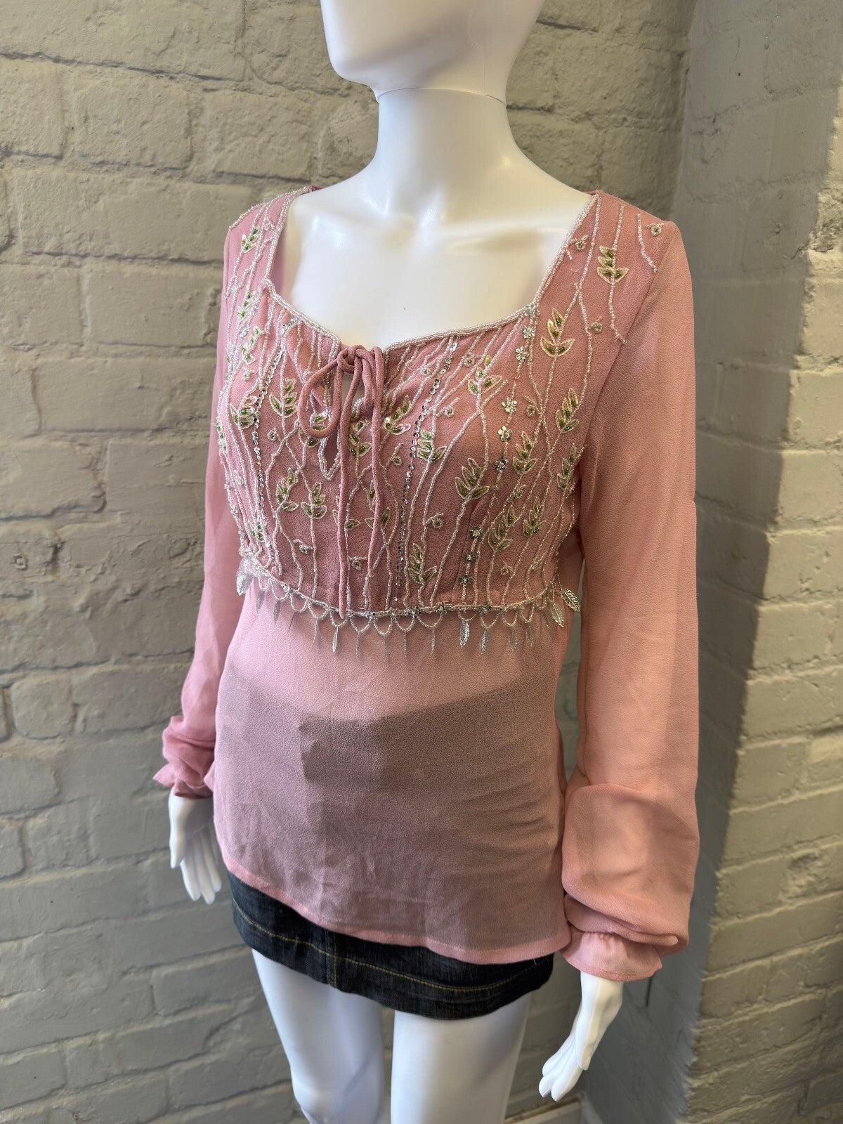 Motivi Pink Embroidered Long Sleeve Top