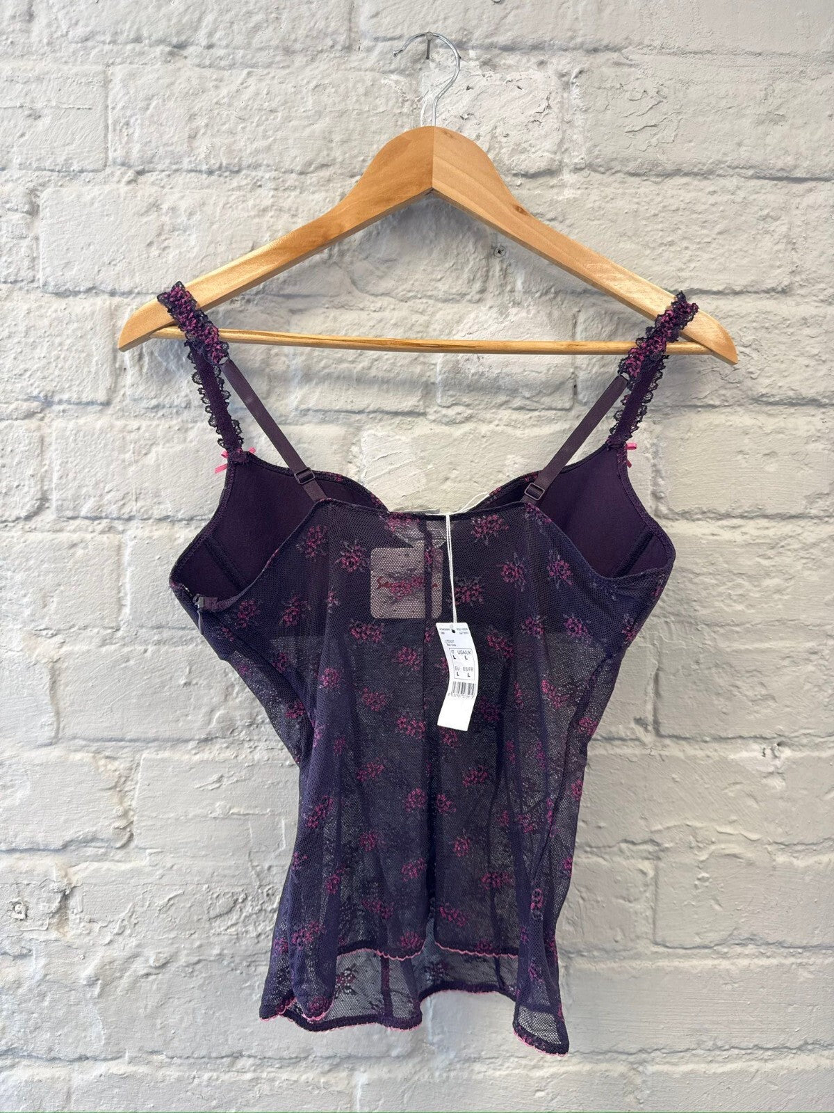 Intimissimi Purple Floral Mesh Camisole Top