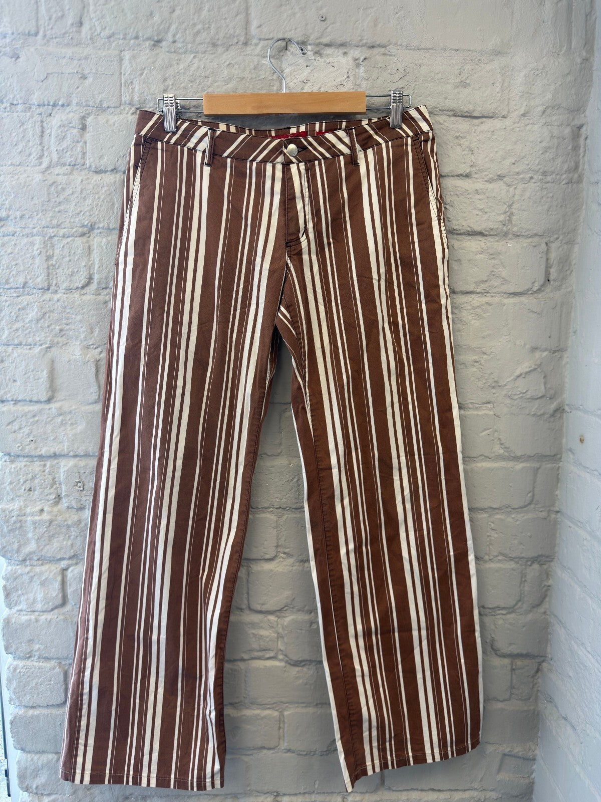 Miss Sixty Brown and White Stripe Trousers