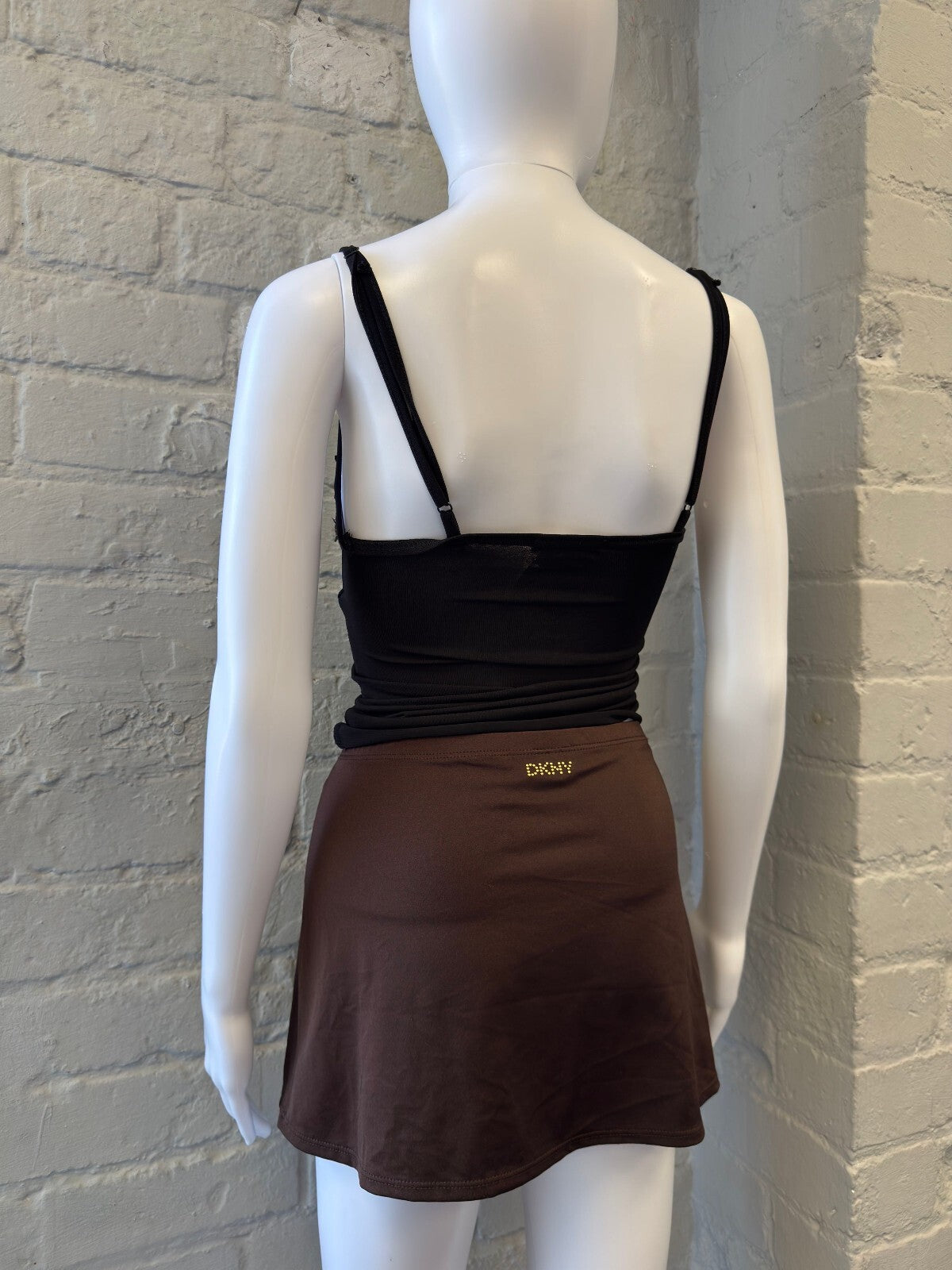 DKNY Brown Swim Skirt with Gold Logo Detail