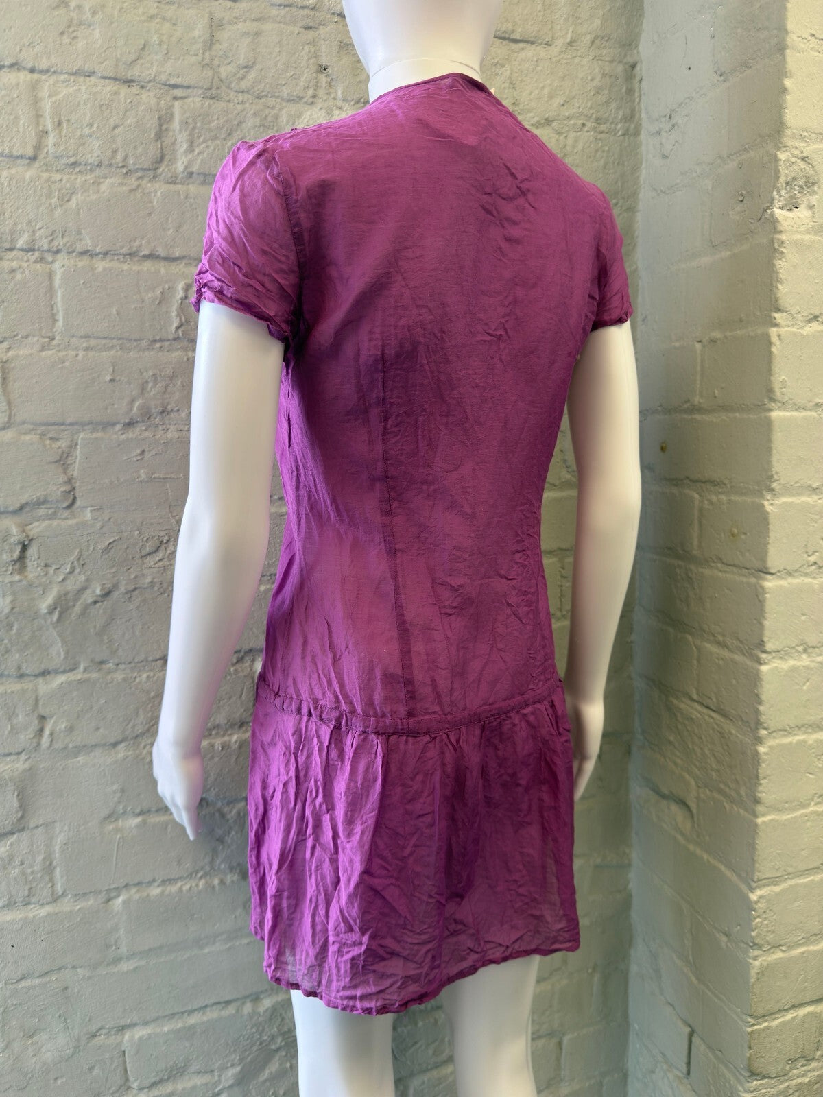 Purple Ruffle Trim Short Sleeve Dress