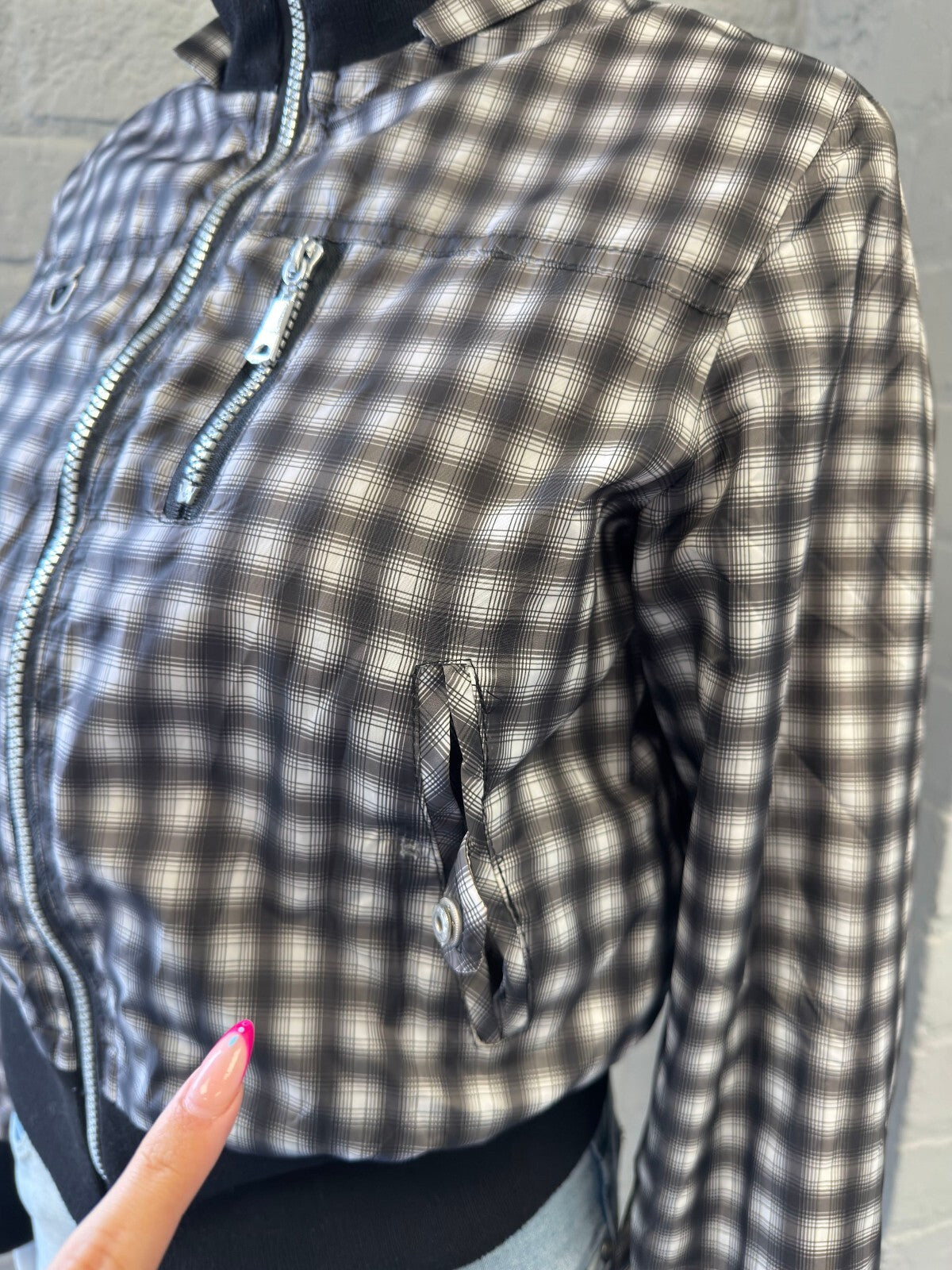 Checked Black And White Bomber Jacket