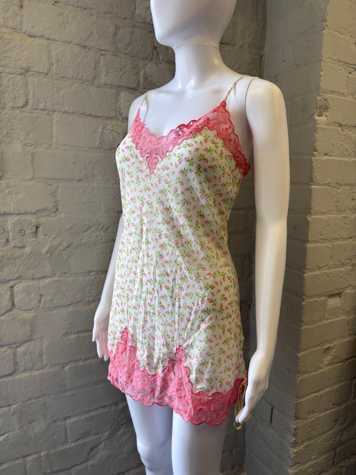 Floral Lace Trim Slip Mini Dress