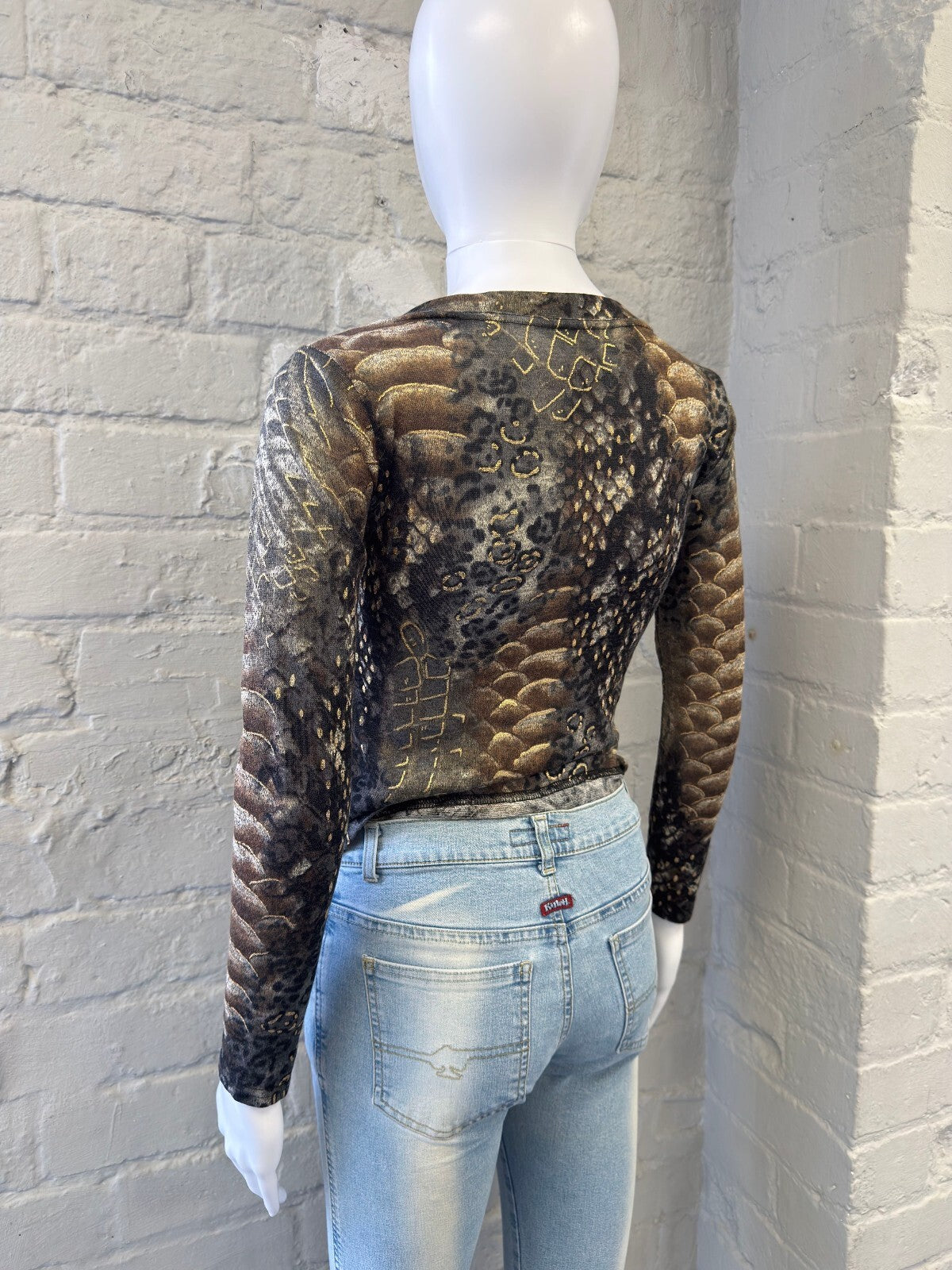 Y2K V-Neck Animal Print Knit Top