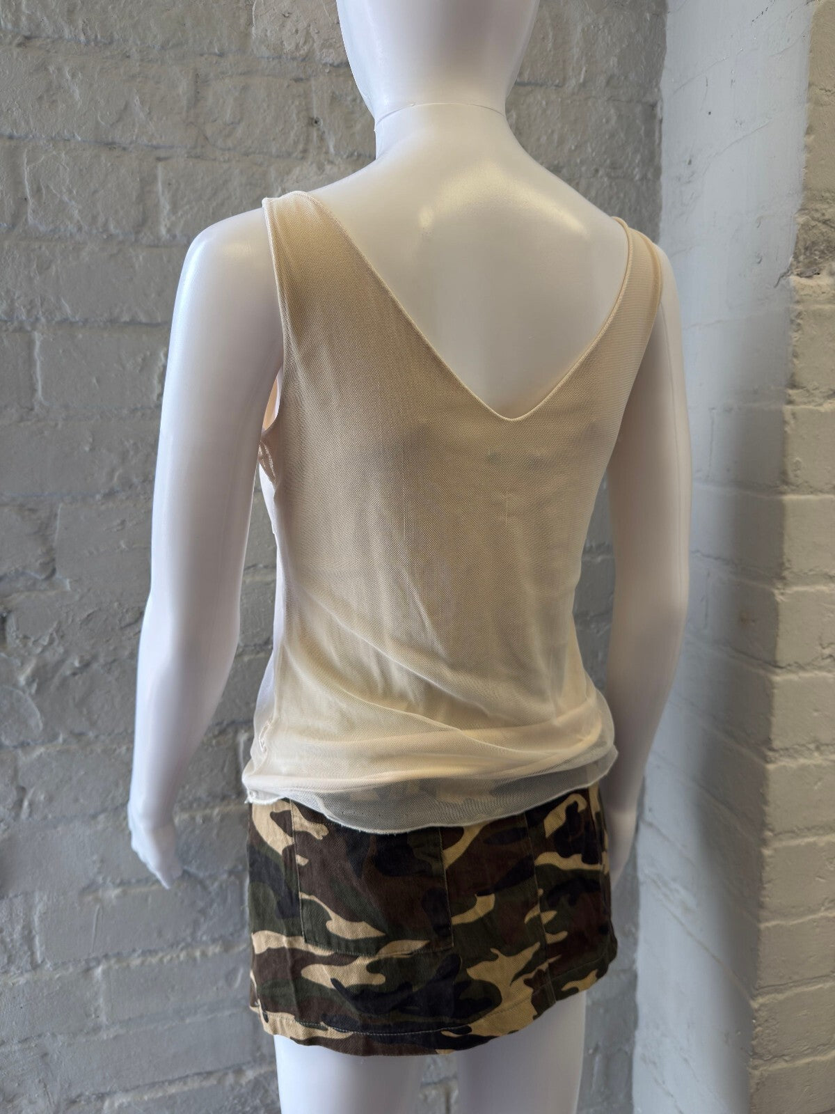 Cream Sheer Embroidered Vest Top