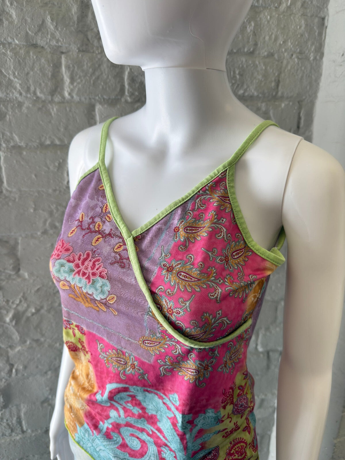Floral Patchwork Spaghetti Strap Cami Top