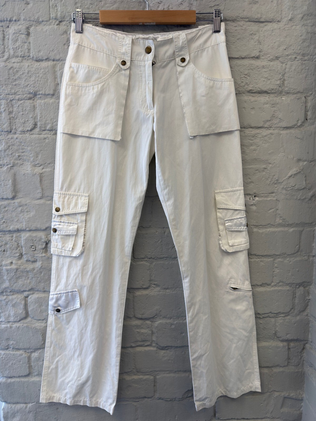 Y2K Straight Leg White Cargo Trousers