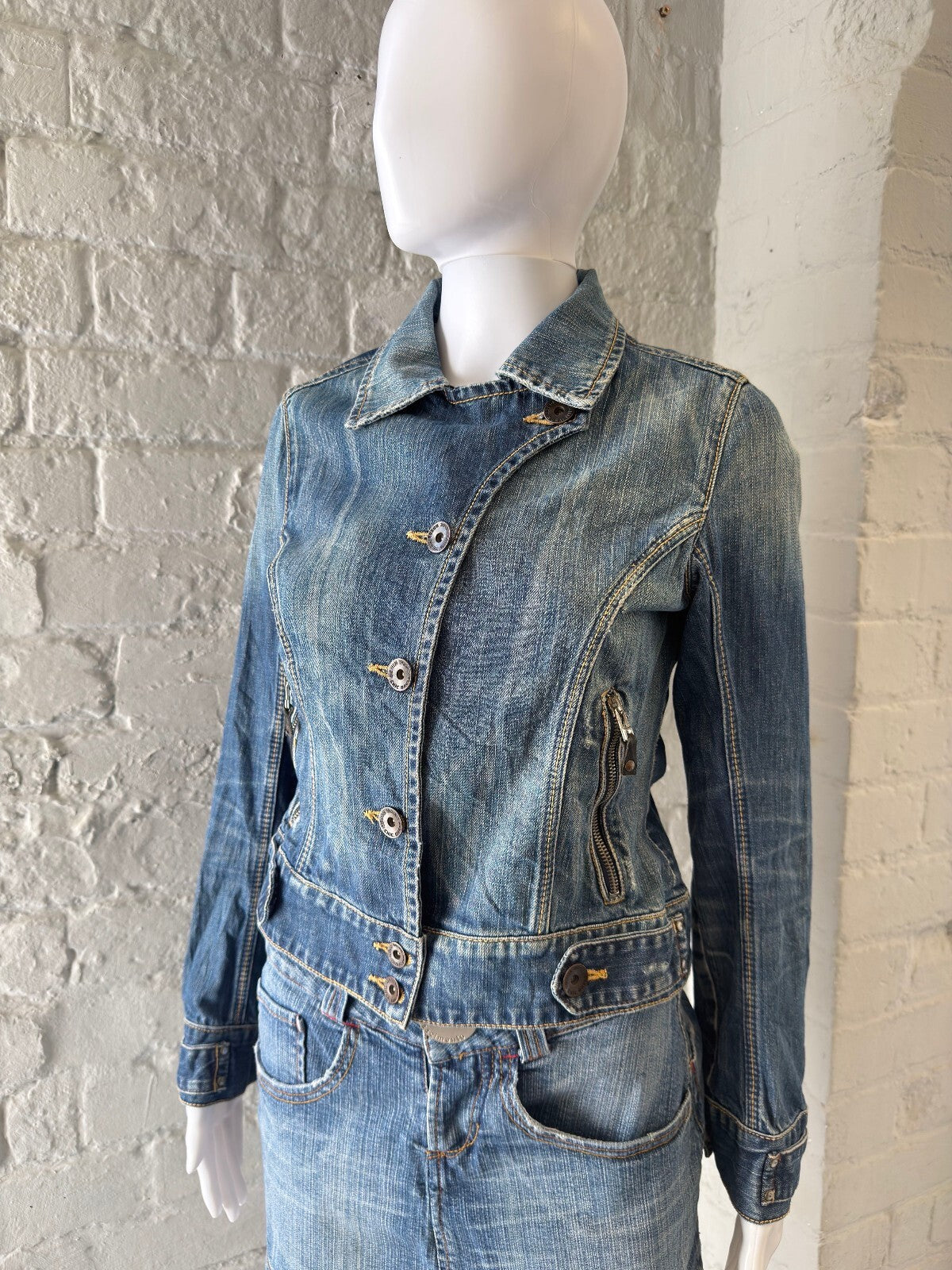 Y2K Military Blue Denim Jacket