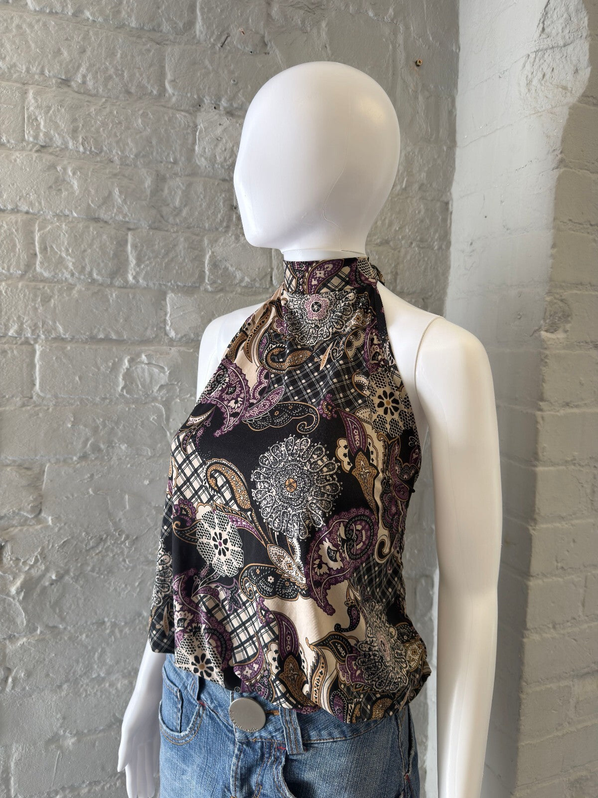 Paisley Print Slinky Halter Neck Top