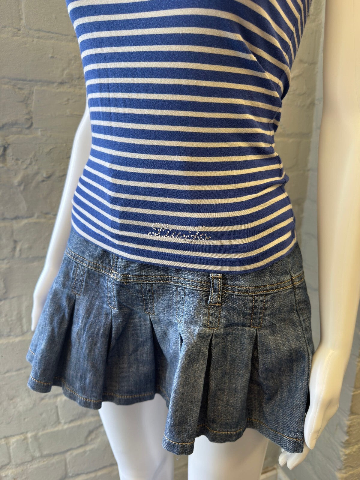 Blue and White Striped Vest Top