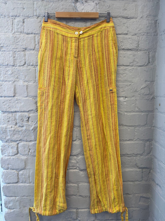Yellow Striped Linen Trousers