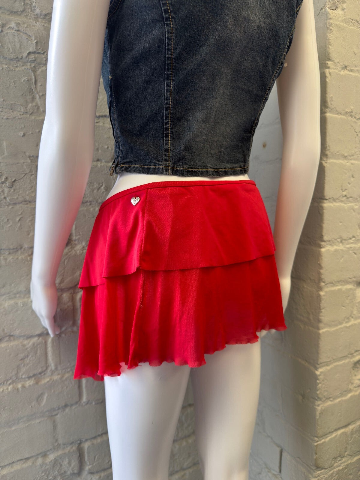 Yamamay Red Sheer Layered Mini Skirt with Side Tie