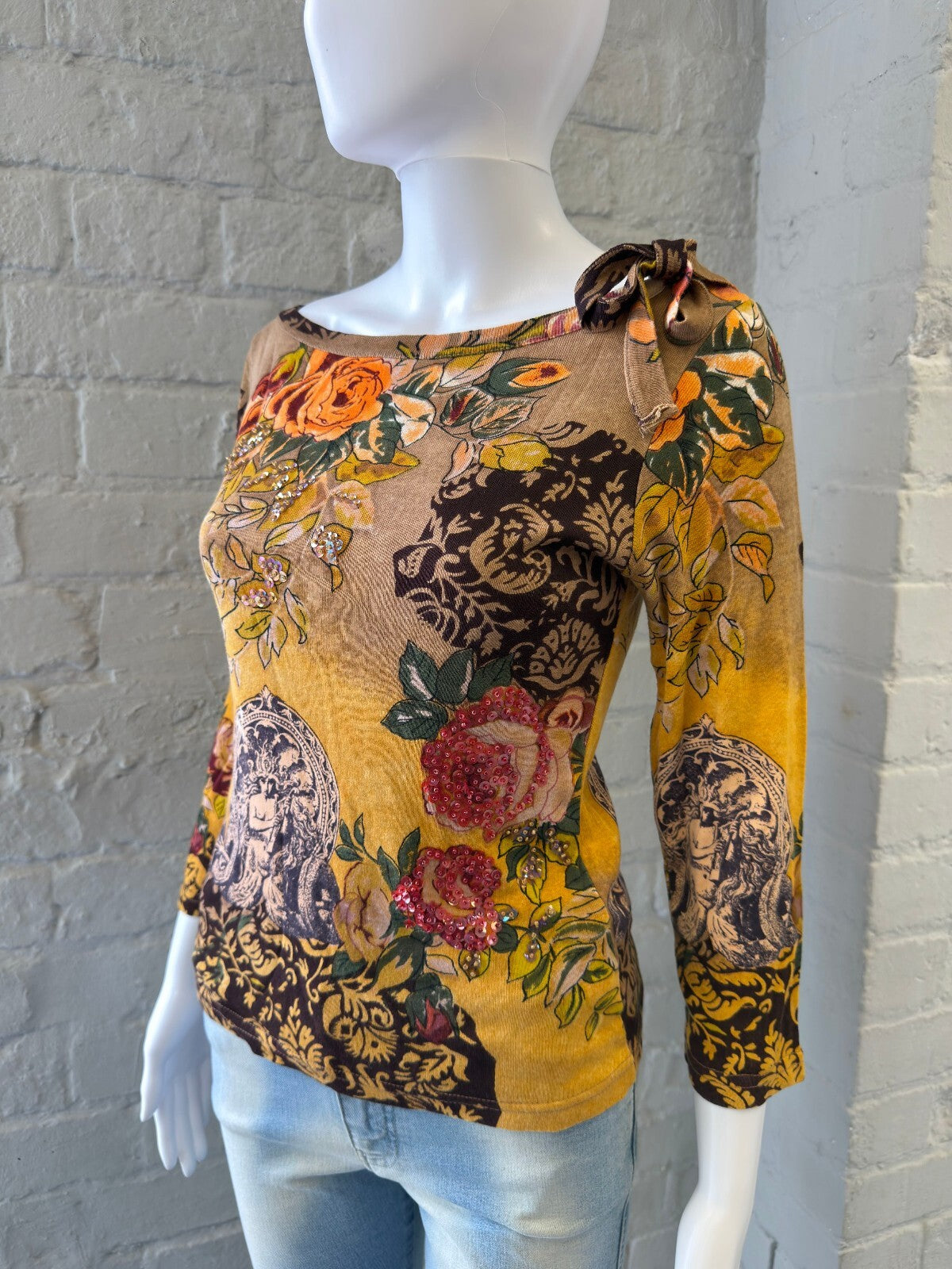 Derhy Autumn Print 3/4 Sleeve Top