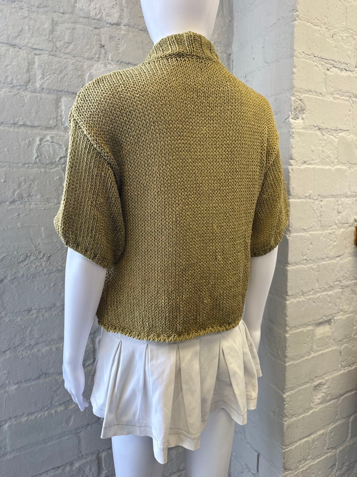 Twin Set Olive Green Cropped Knit Cardigan