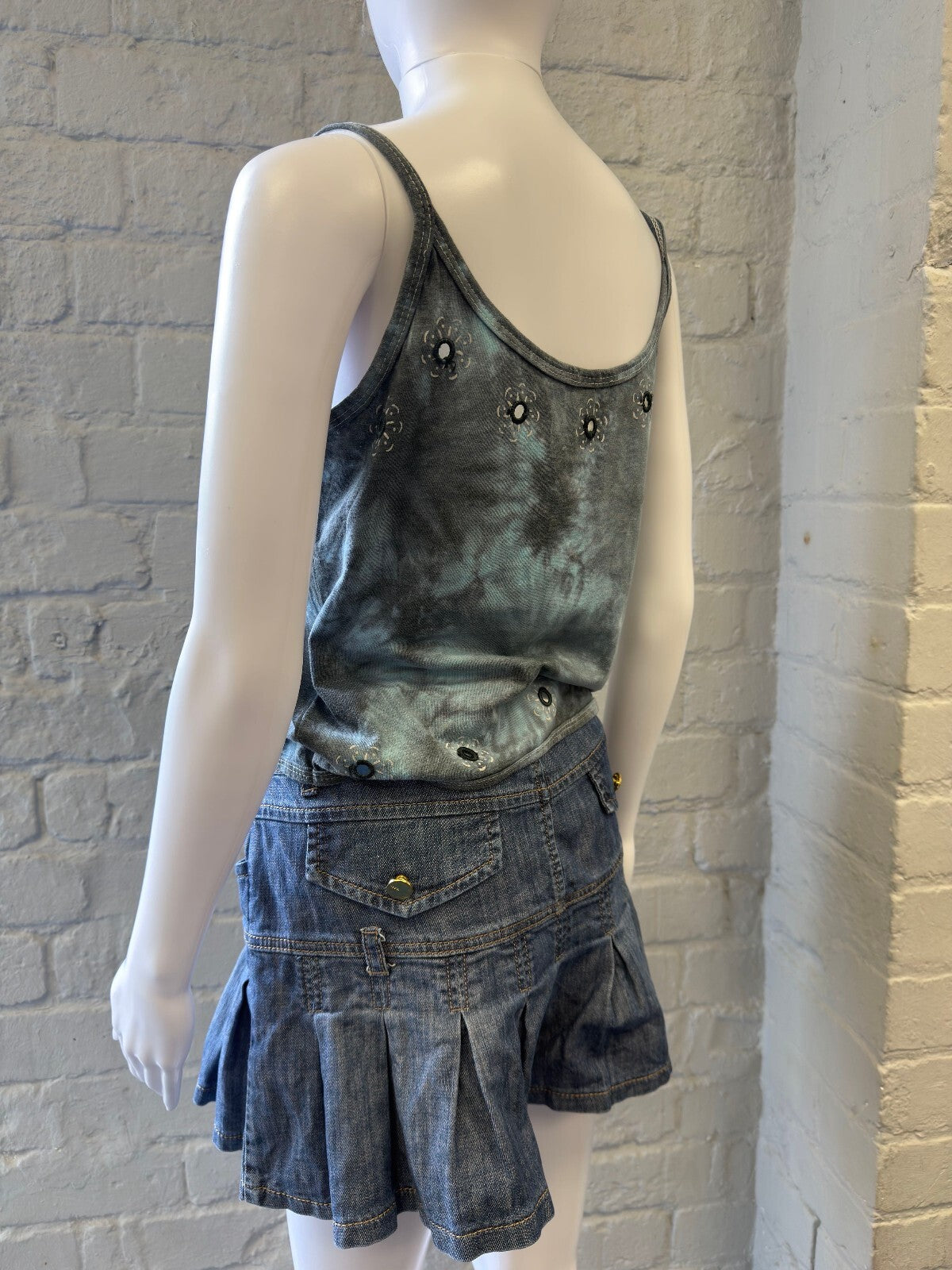 Tie-Dye Floral Embroidered Crop Top