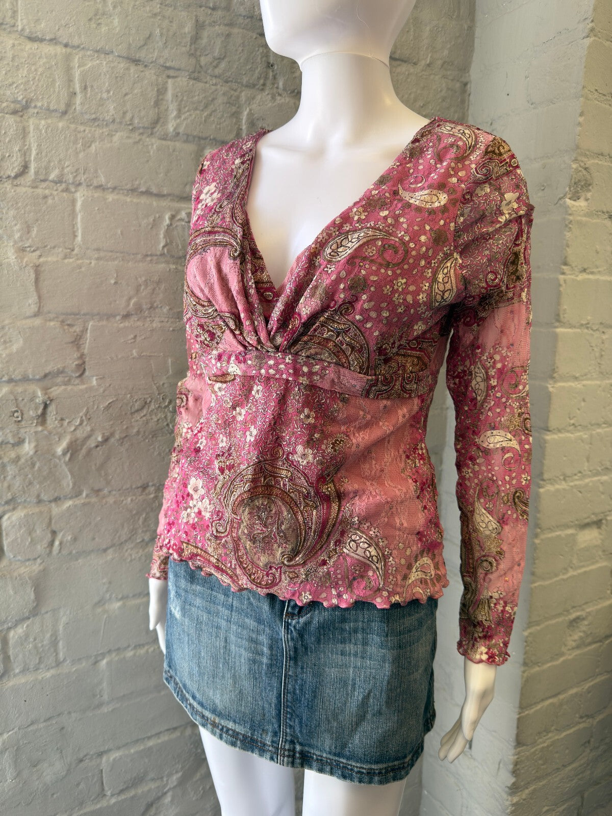 Y2K Pink Paisley Long Sleeve