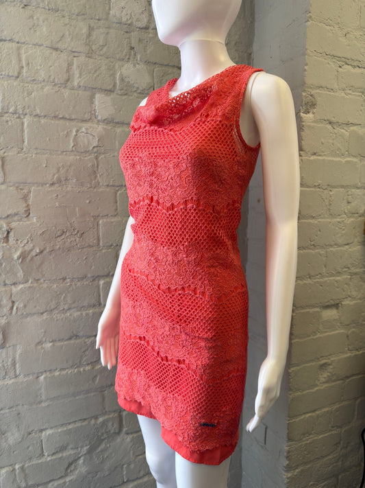PHARD Coral Lace Sleeveless Dress