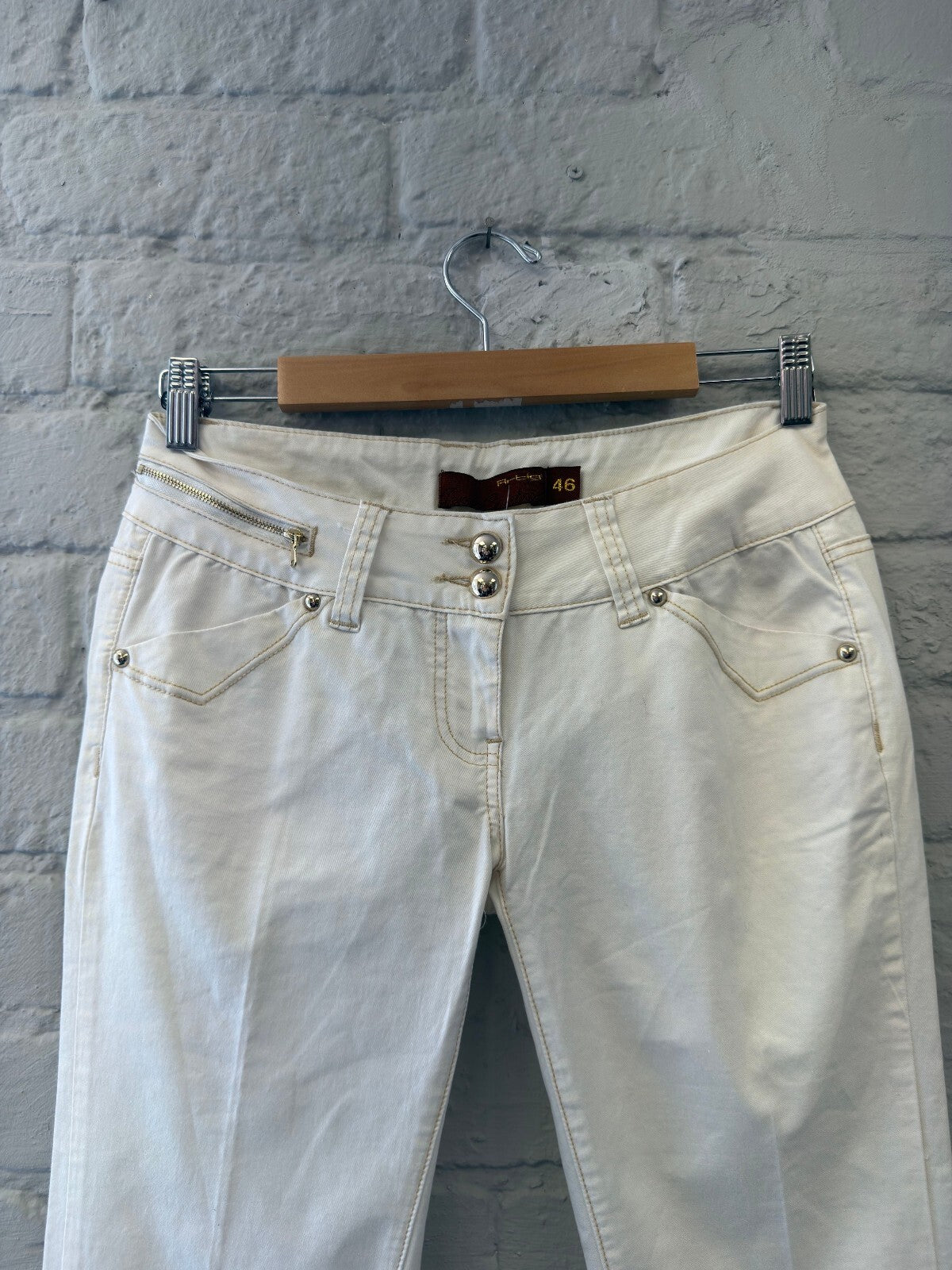 Italian White Embroidered Flare Jeans