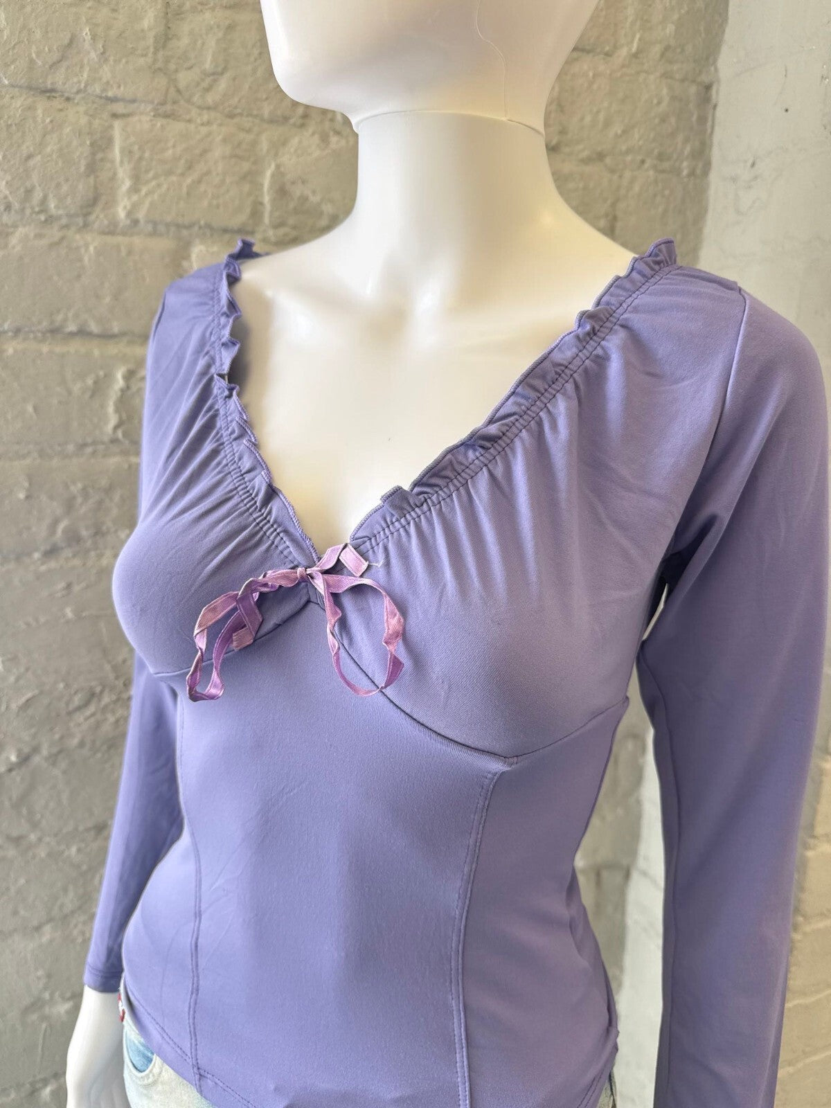 Lavender Purple Long Sleeve Fitted Top