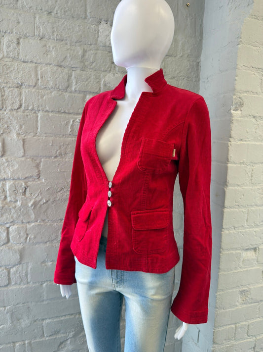 Vintage Red Corduroy Blazer Jacket