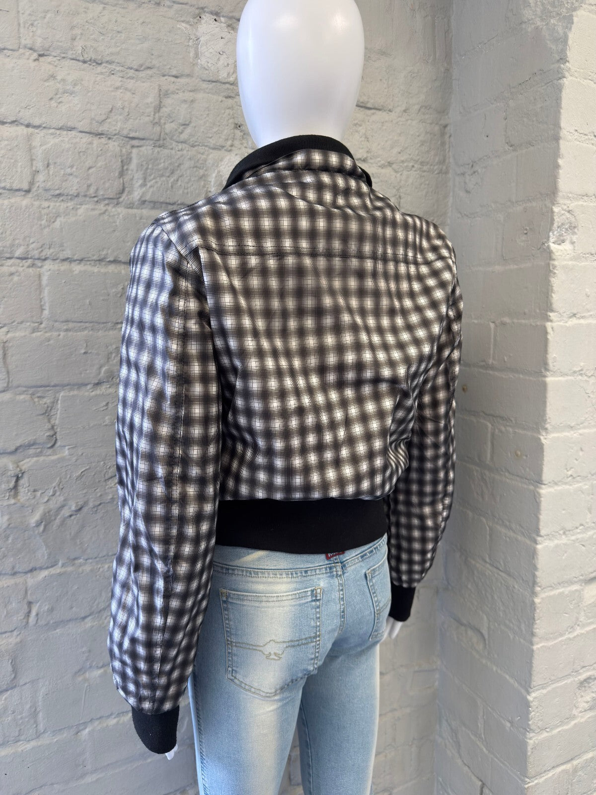 Checked Black And White Bomber Jacket