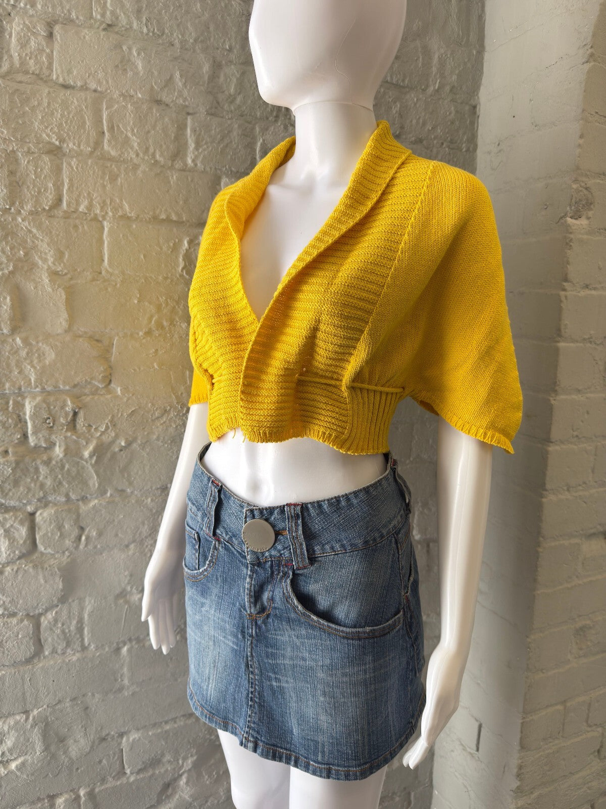 Yellow Cropped Knit Bolero