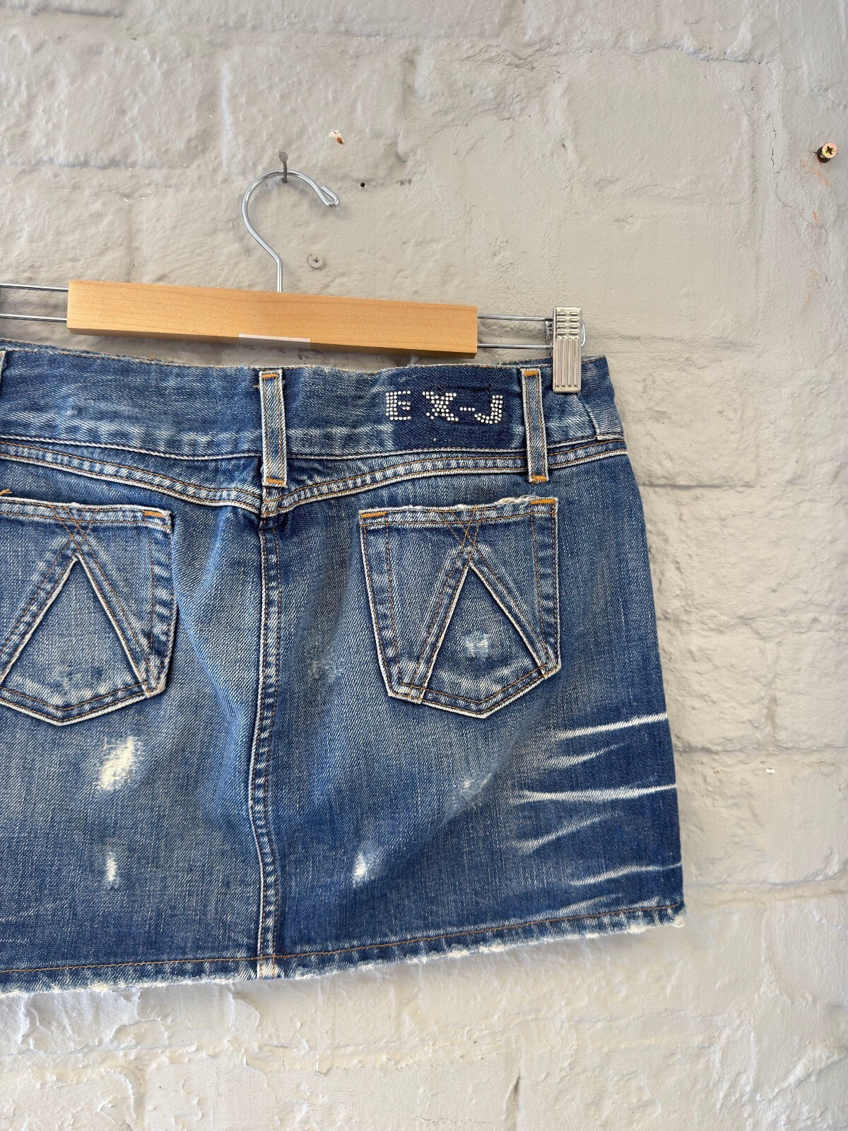 Distressed Denim Mini Skirt