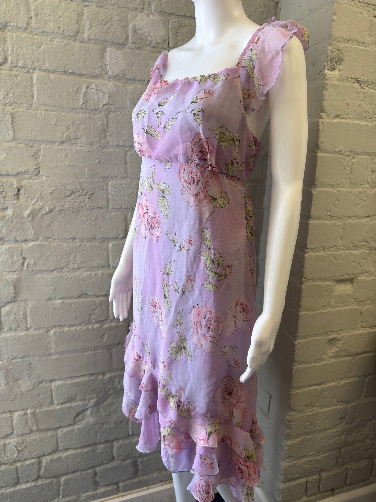 Lilac Floral Ruffle Dress