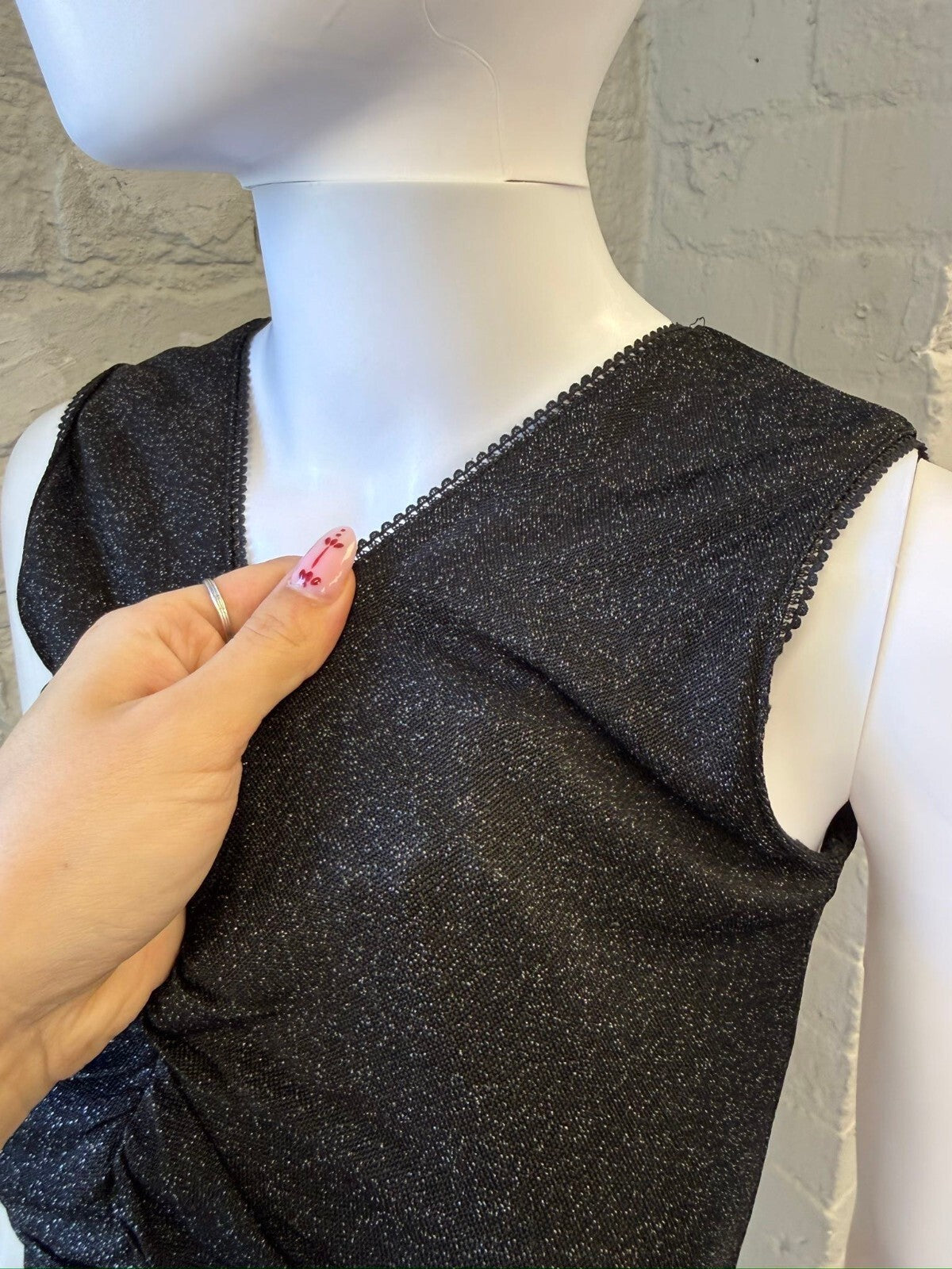 Black Shimmer Ruched TankTop