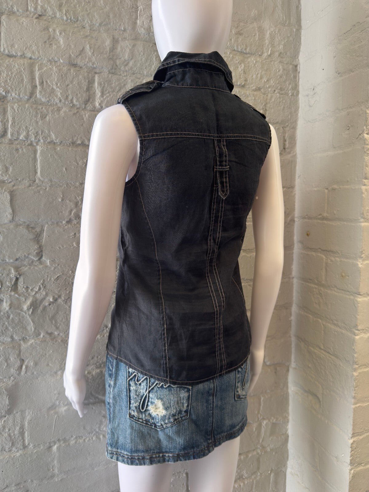 Black 90s Button-Up Shirt Tank