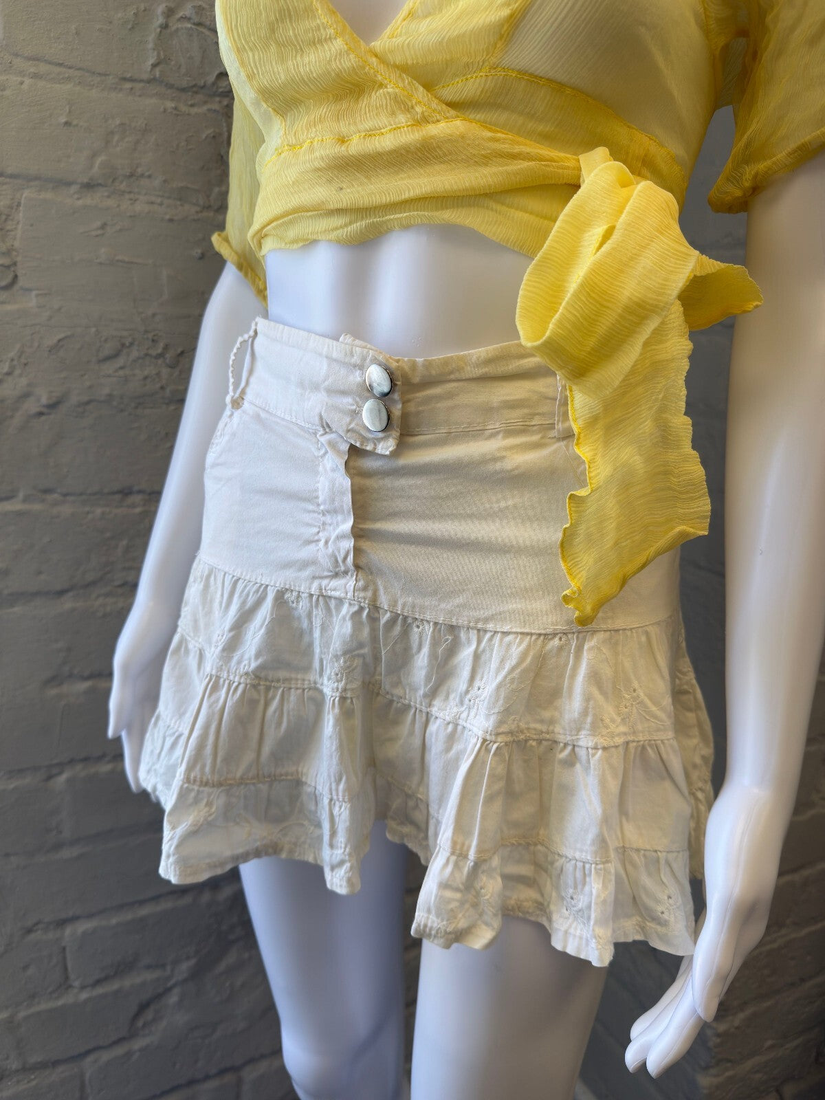 White Tiered Anglaise Mini Skirt