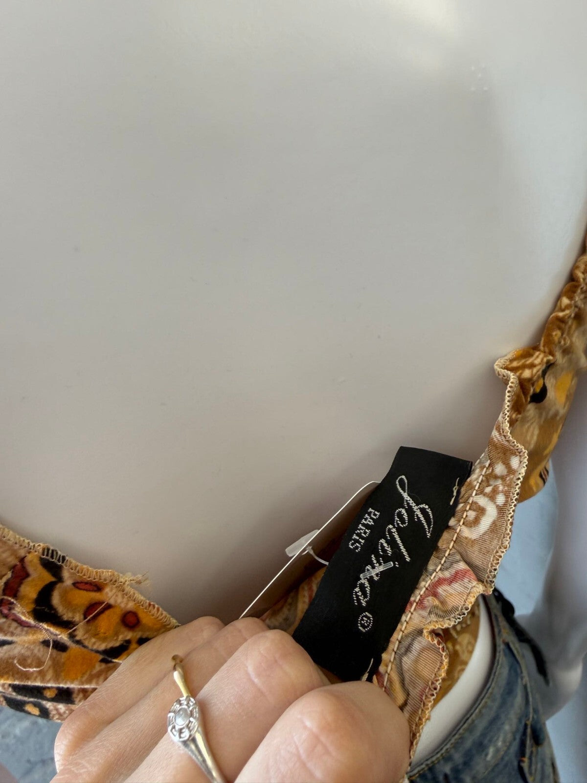 French Vintage Brown Floral Crop Top