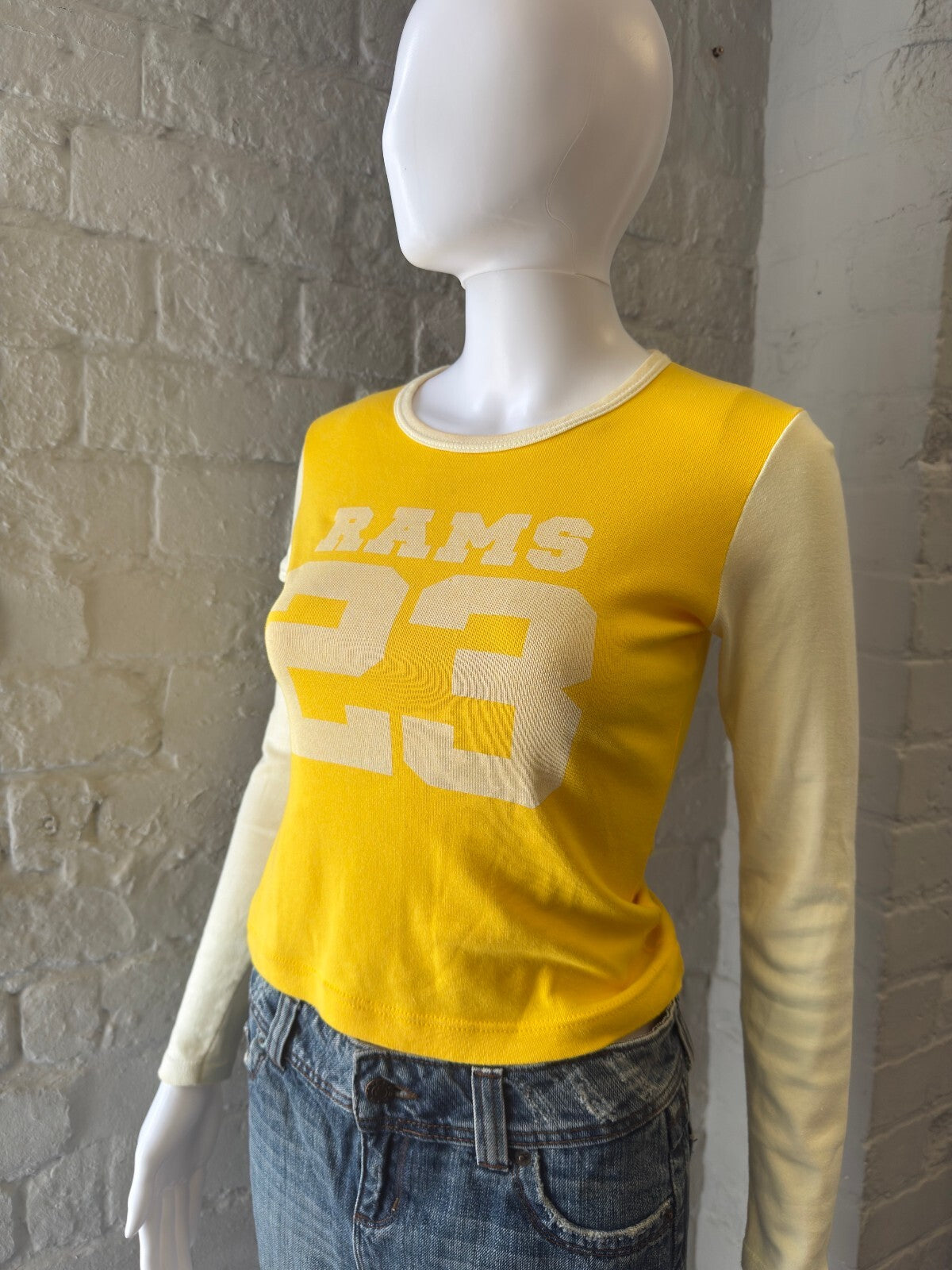 Yellow and Cream Long Sleeve Top