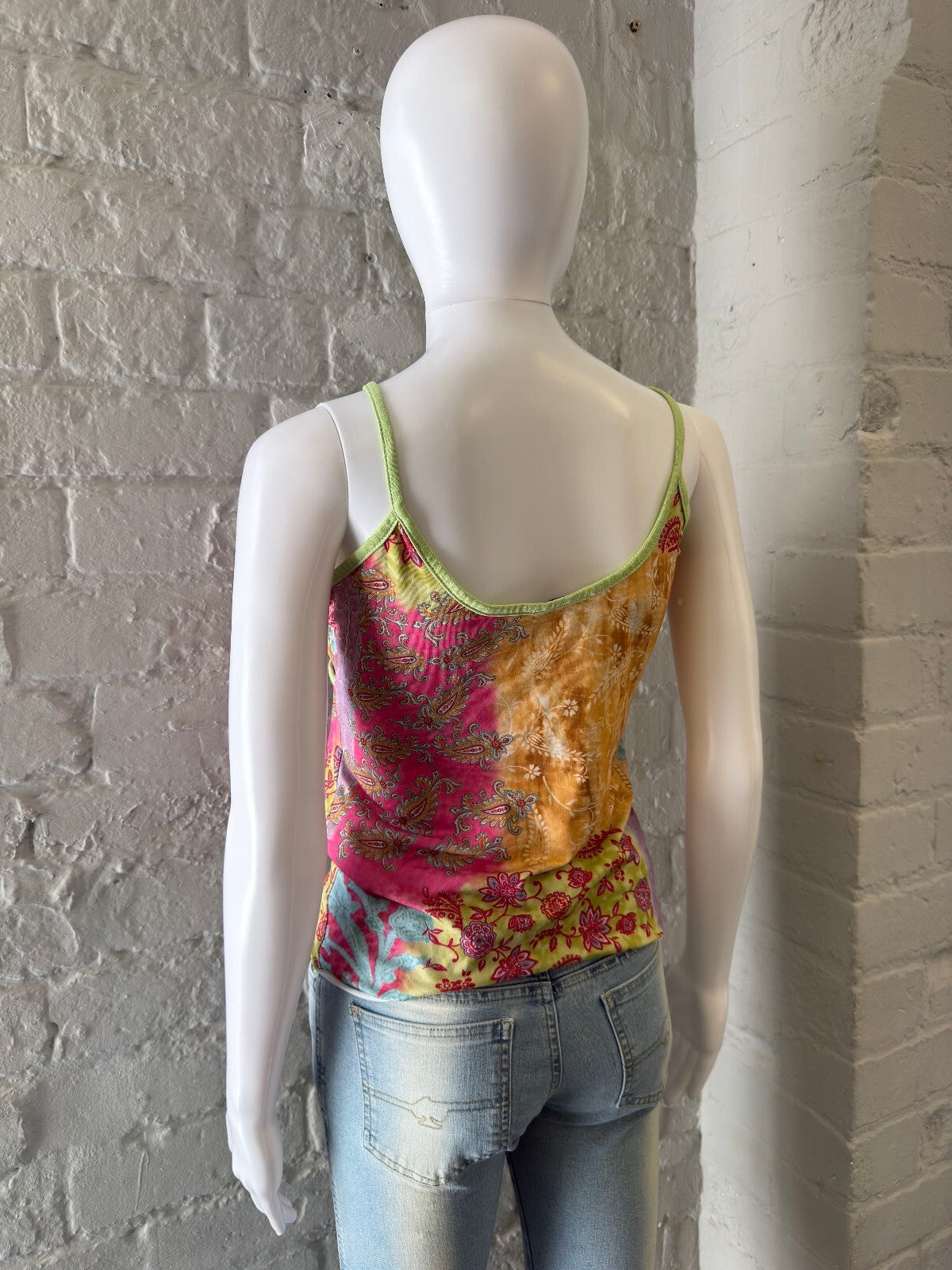 Floral Patchwork Spaghetti Strap Cami Top
