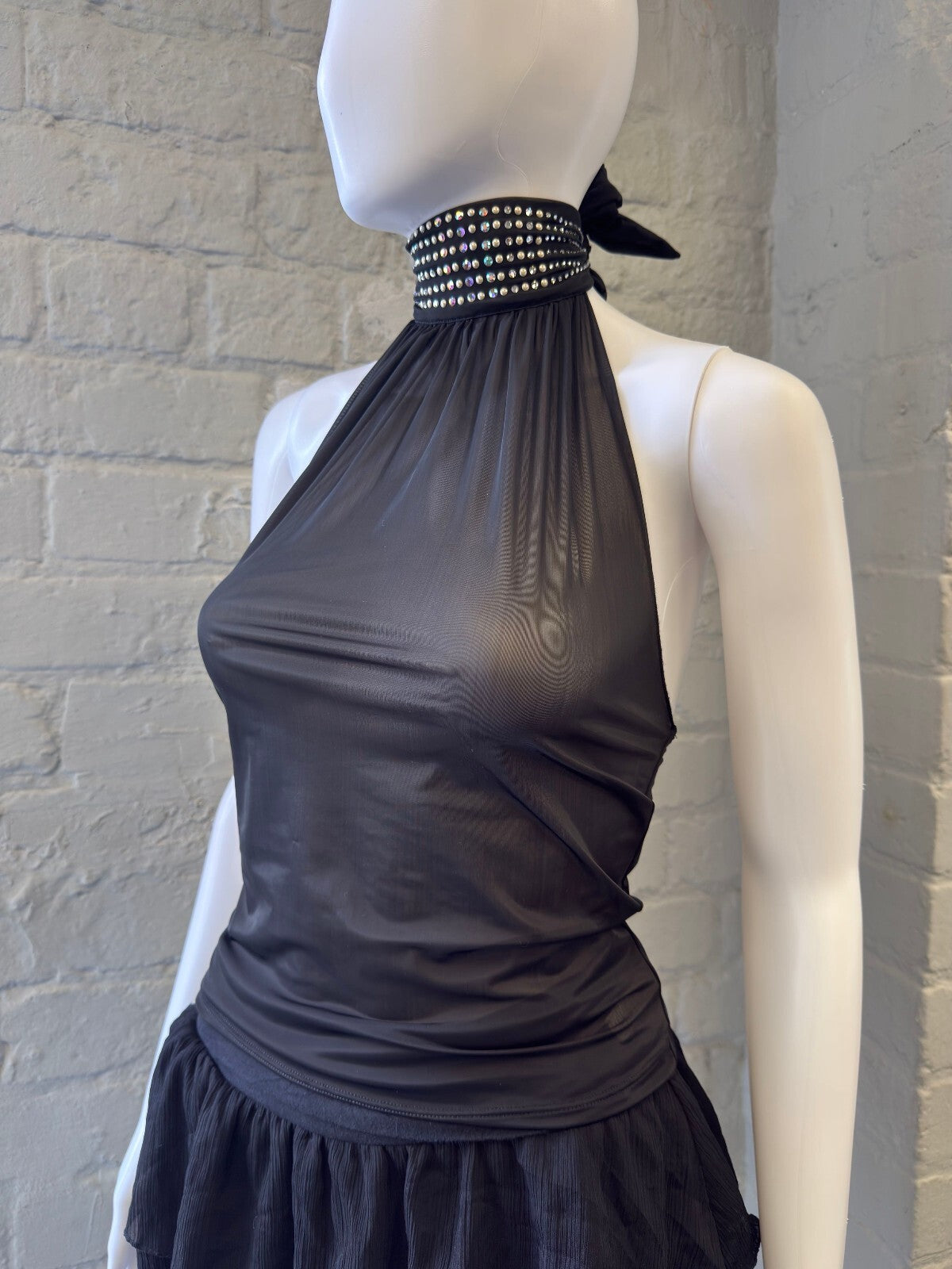 Black Halter Neck Halter Neck with Studded Neck Tie
