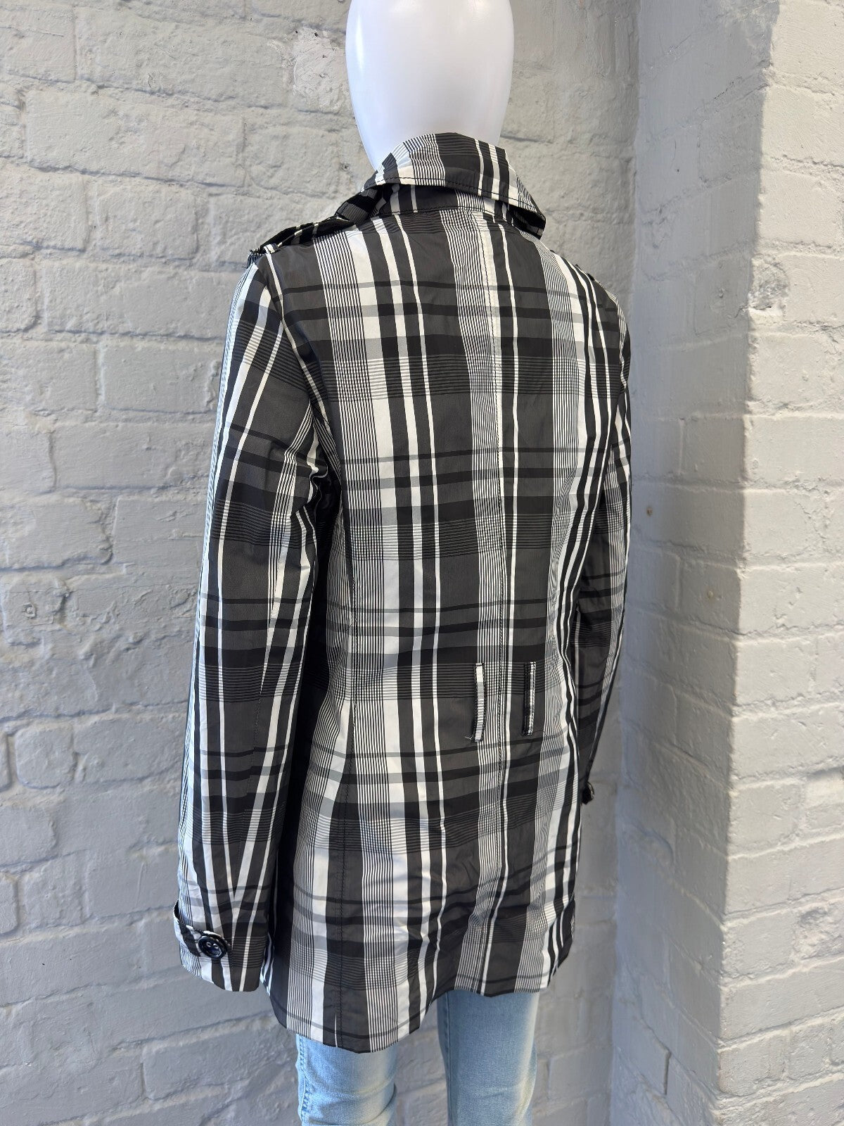 Milano Black and White Plaid Trench Coat