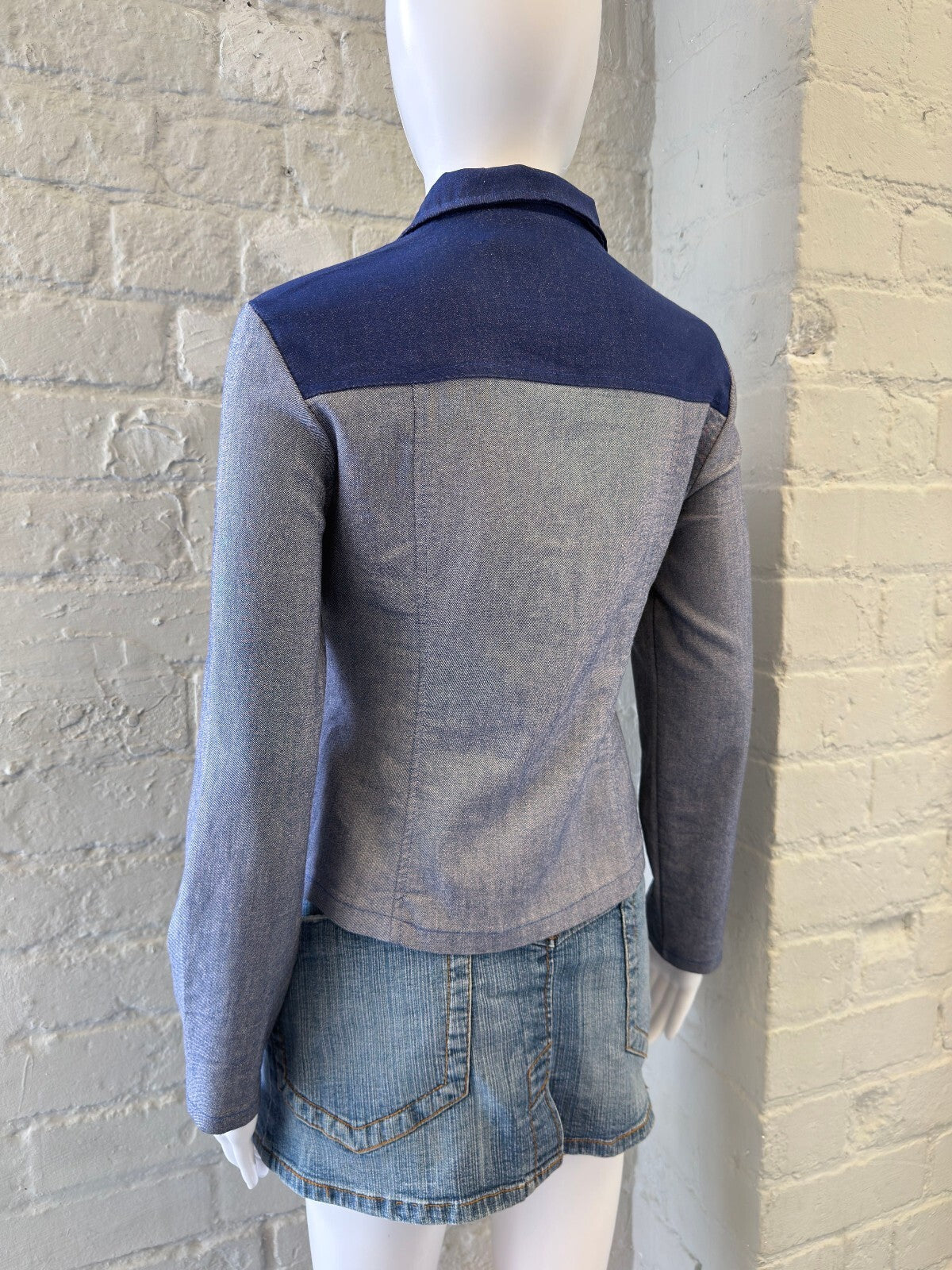 Two-Tone Blue and Gray Zip-Up Jacket