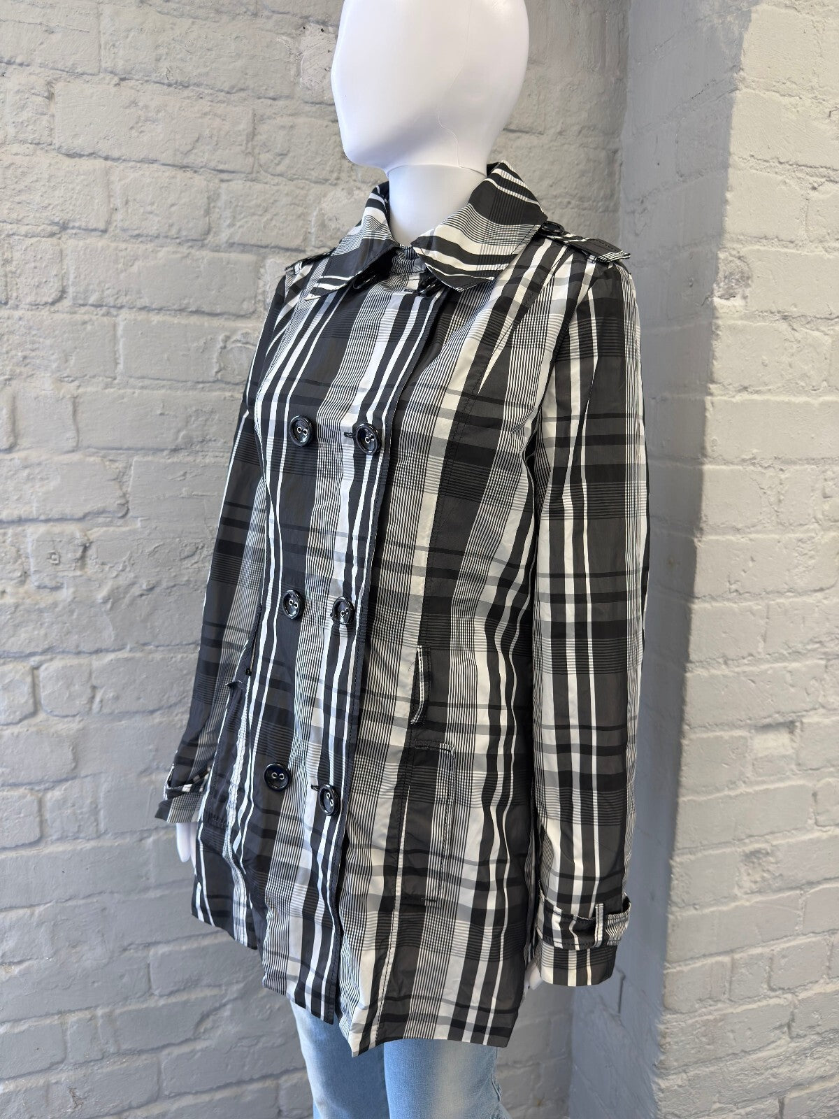 Milano Black and White Plaid Trench Coat