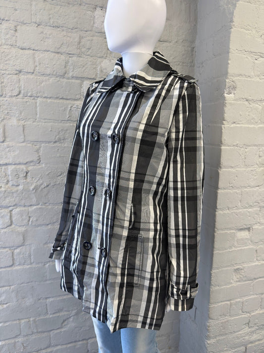 Milano Black and White Plaid Trench Coat