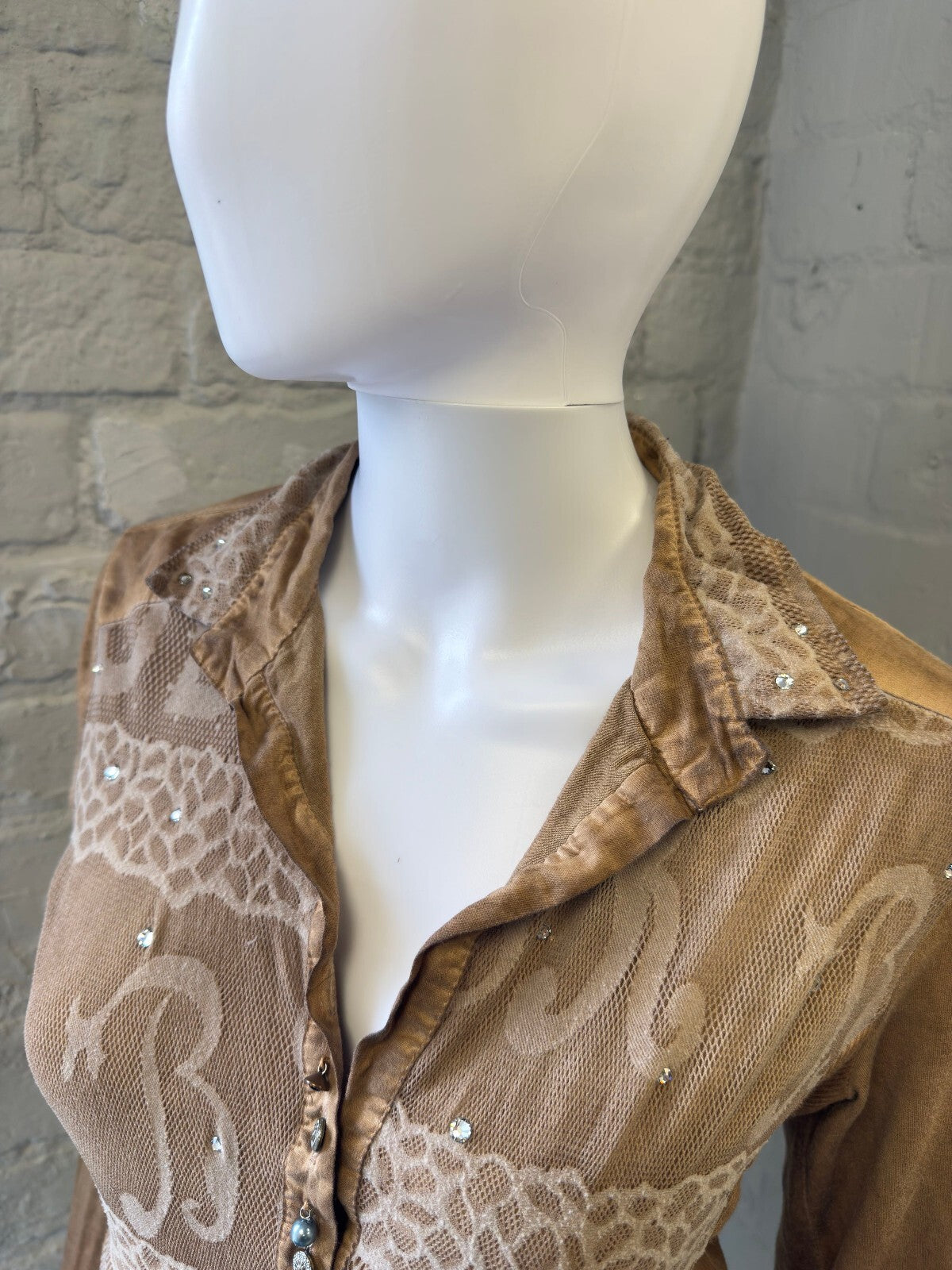 Brown Vintage Long Sleeve Button-Up Shirt