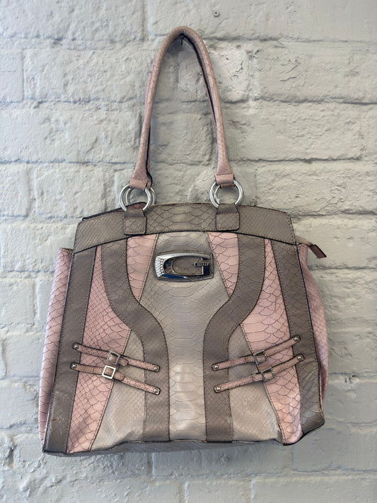 Guess Pink and Beige Textured Tote Bag