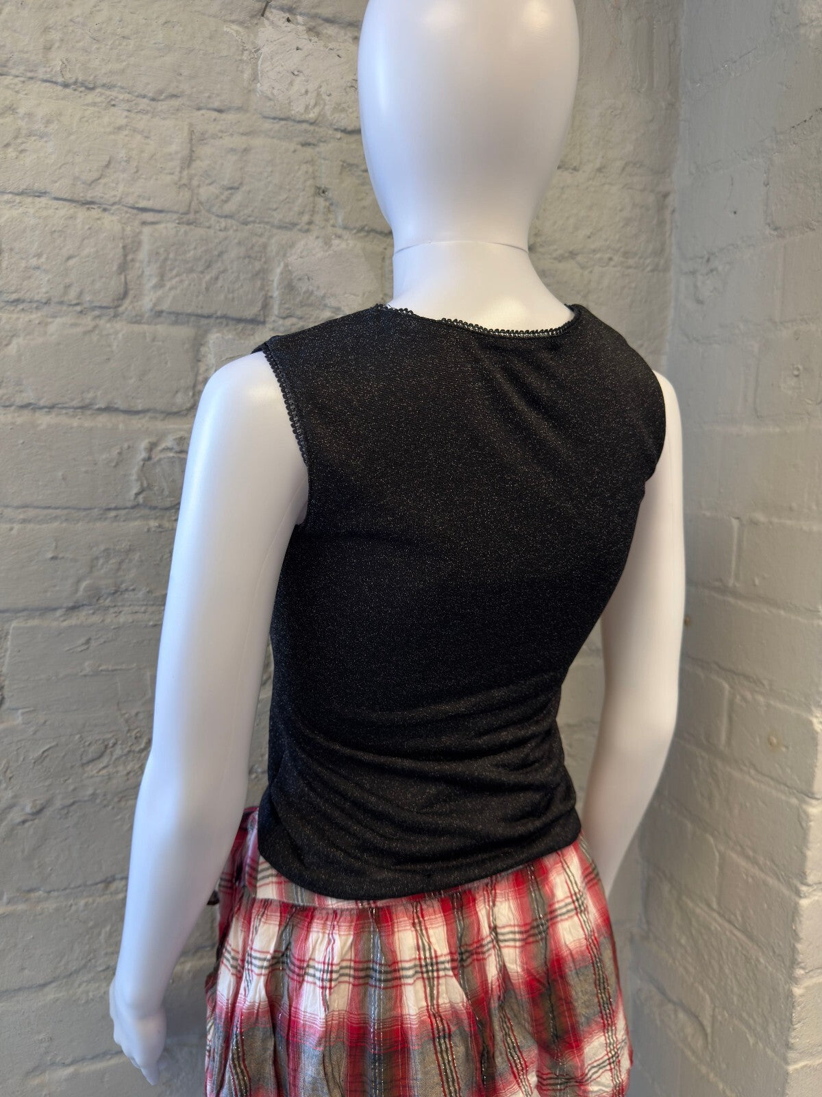 Black Shimmer Ruched TankTop