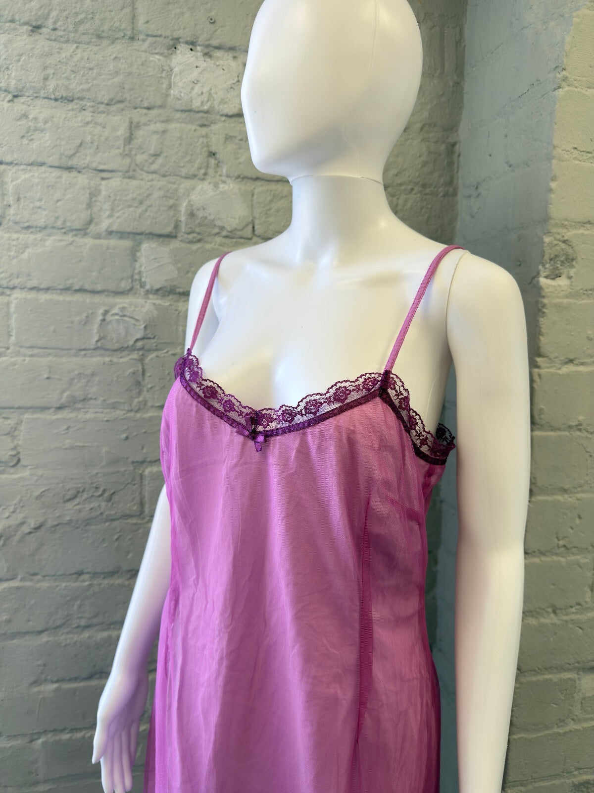 French Connection Purple Lace Trim Slip Dress