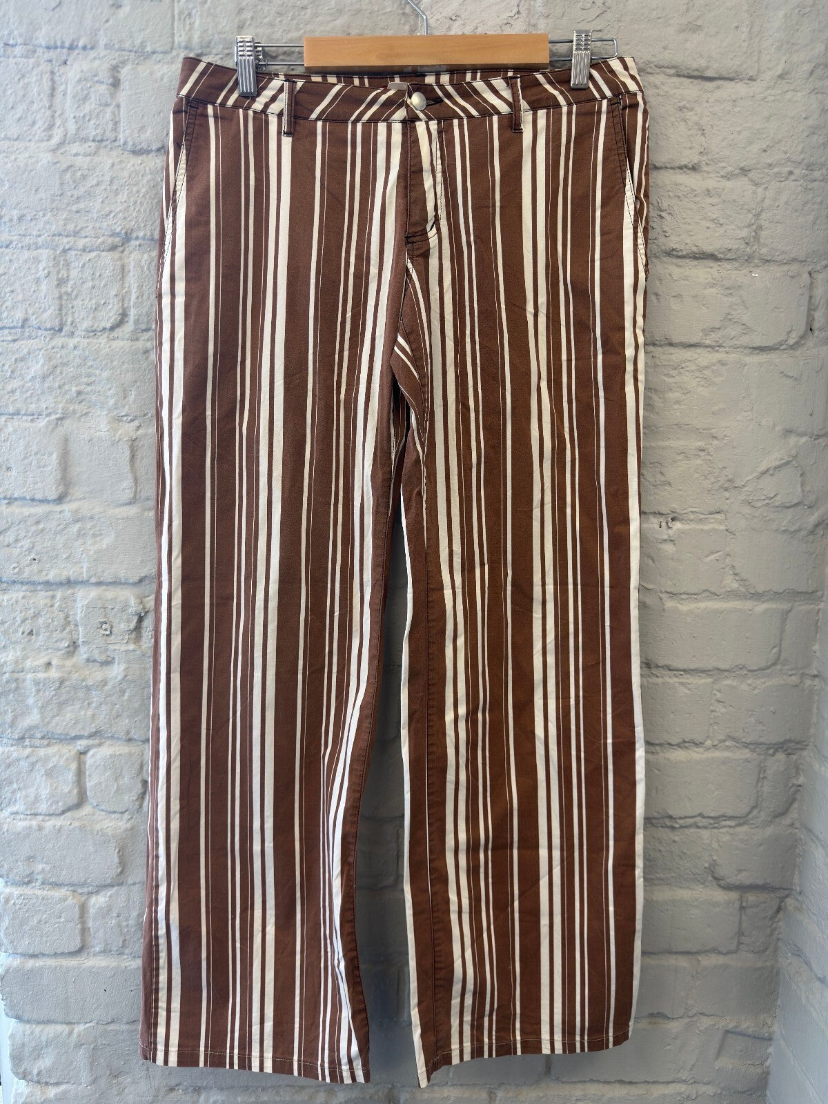Miss Sixty Brown and White Stripe Trousers