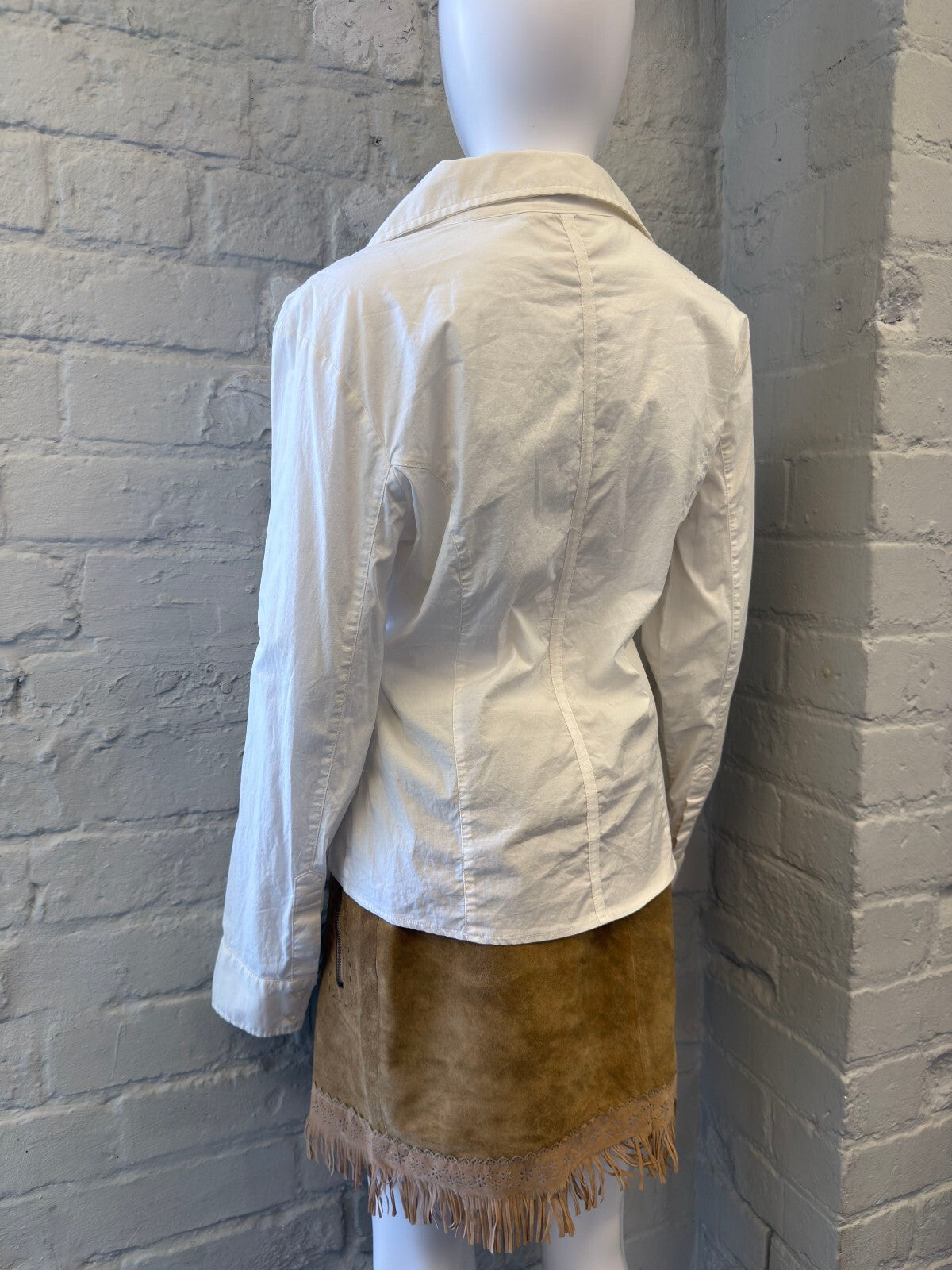 Motivi White Fitted Zip-Up Shirt