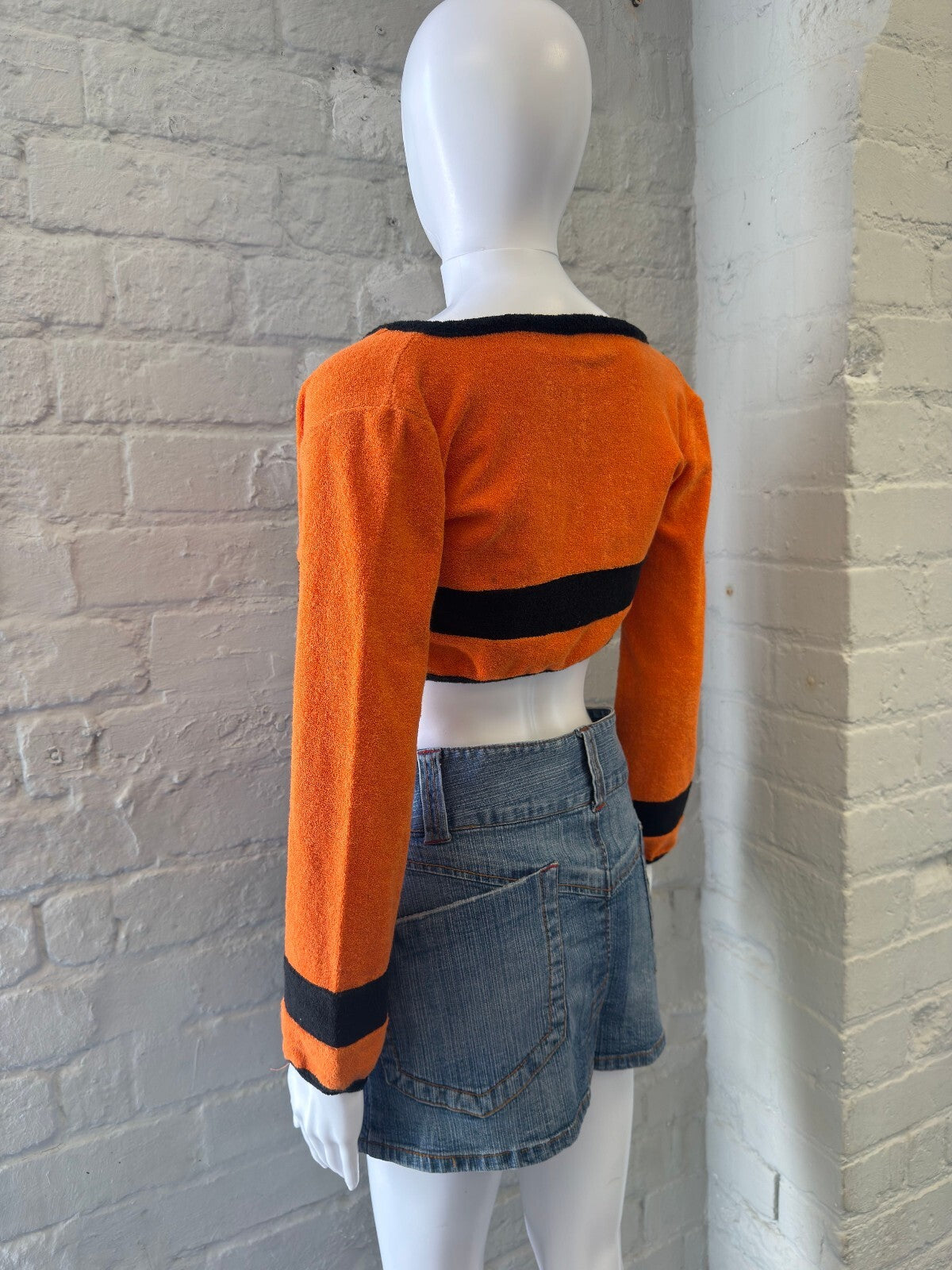 Vintage Orange and Black Towelling Bolero