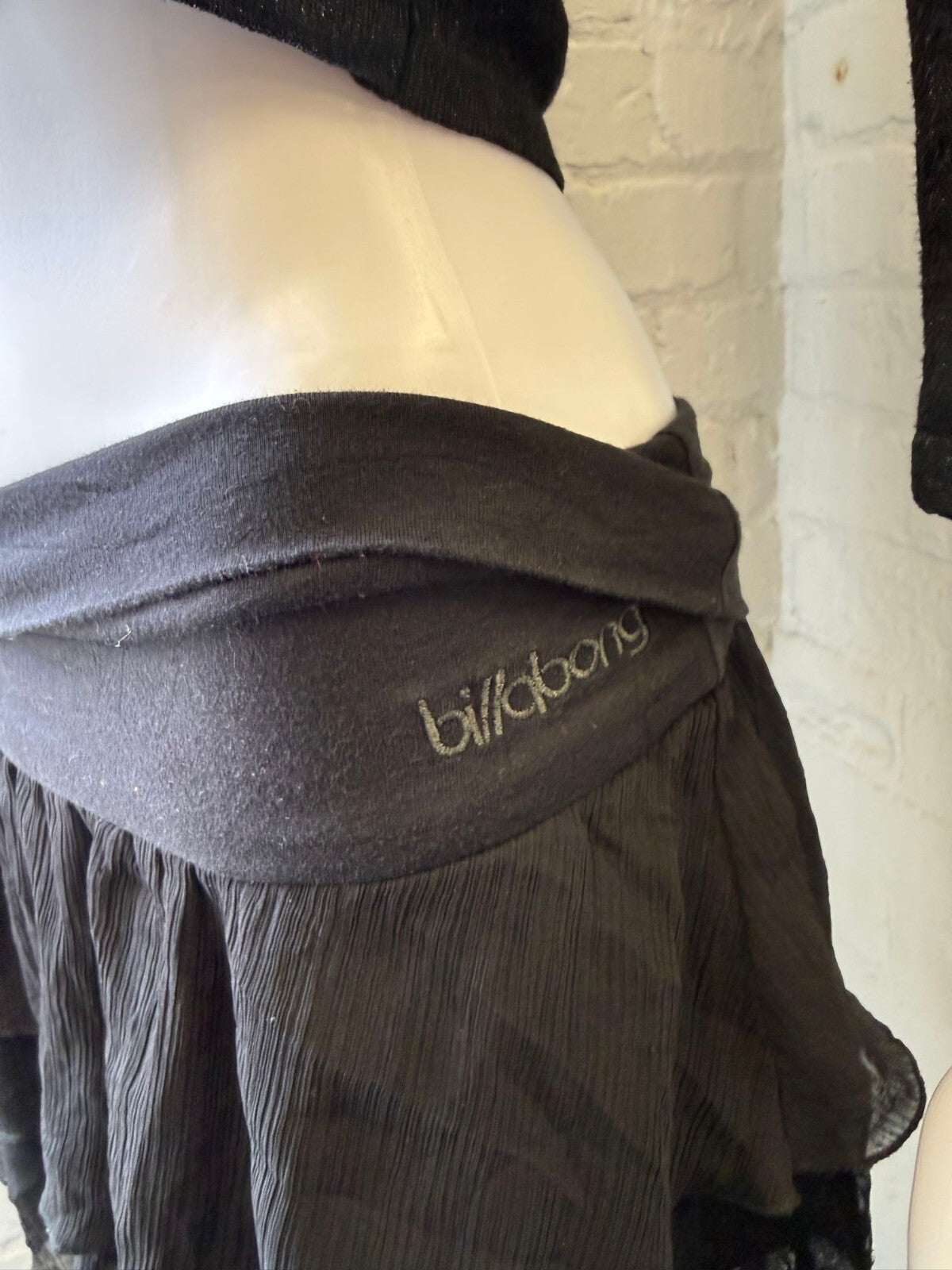 Billabong Black Layered Mini Skirt with Foldover Waistband