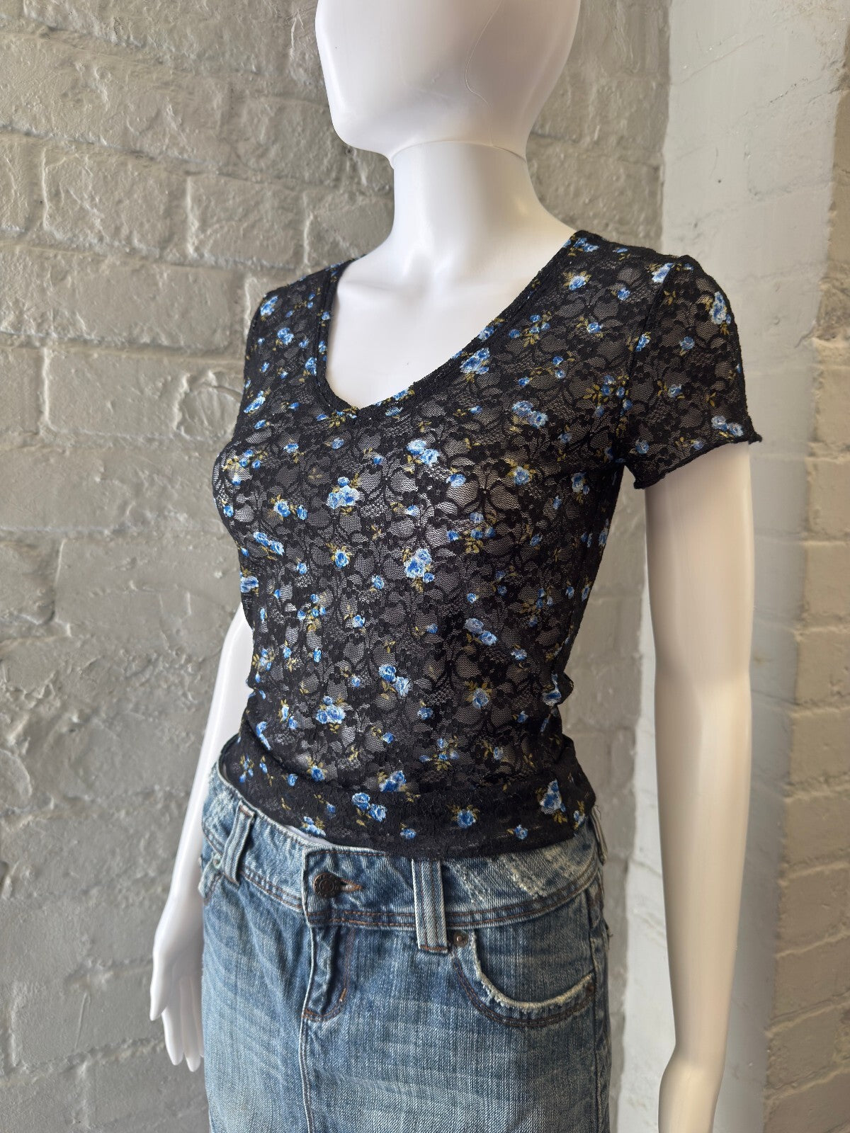 Black Floral Lace Top