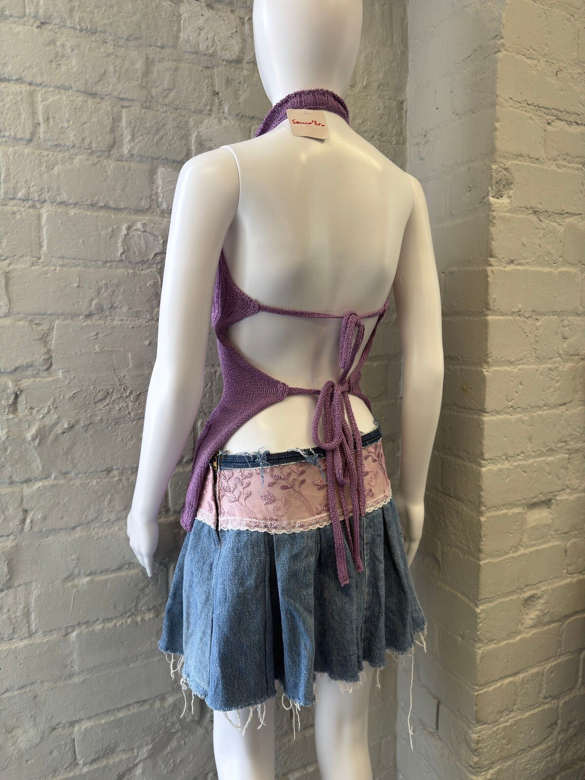 Pink 2000s Lace Pleated Mini Skirt