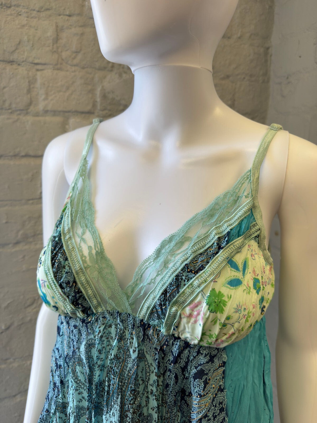 Blue Floral and Lace Cami Top